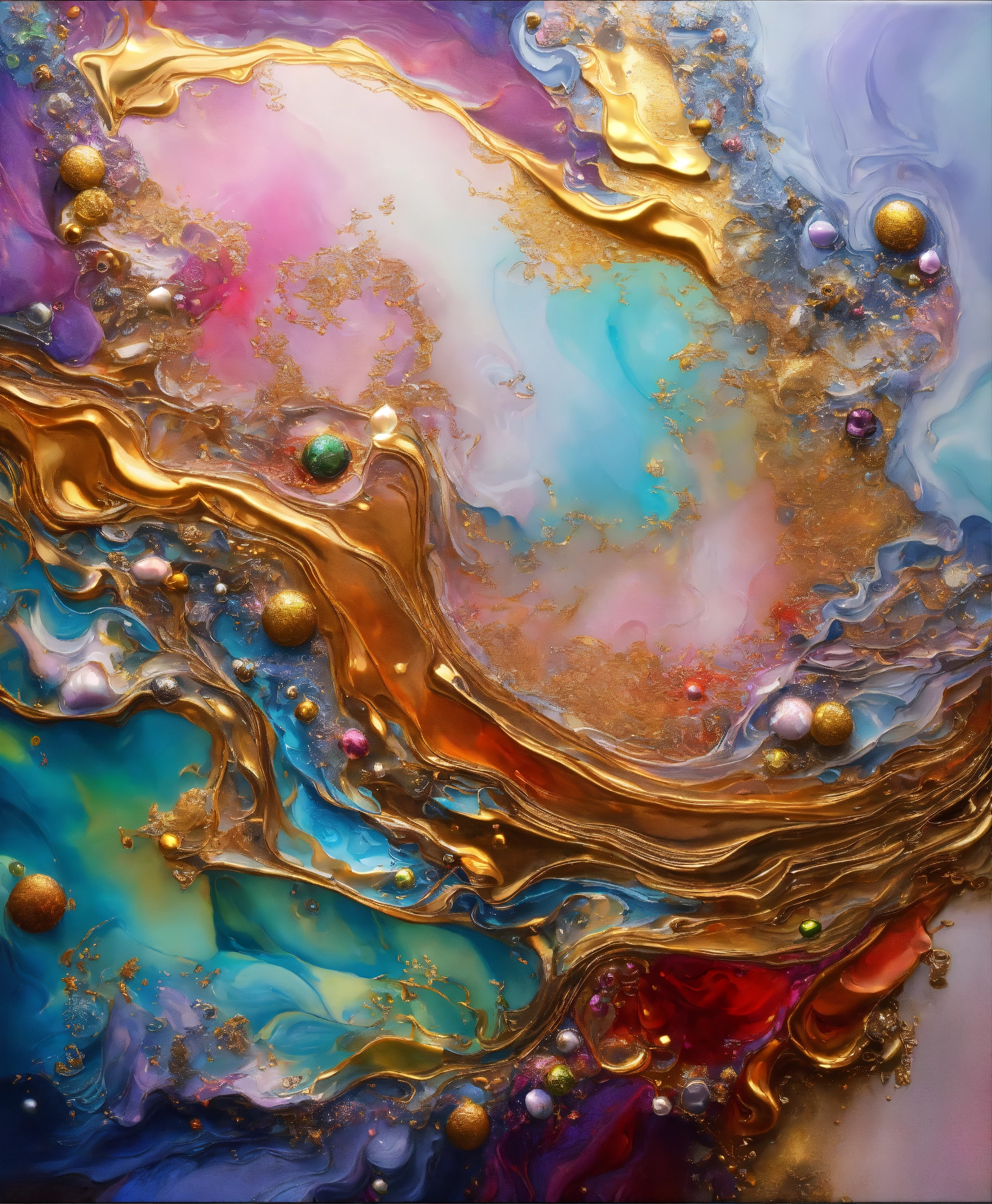 Lexica - Colorful abstract painting oil and water complex complicated ...