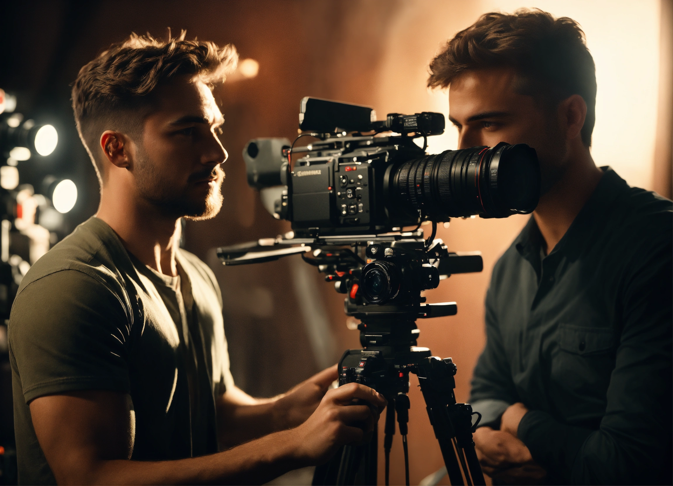Lexica - The camera operator looks directly into the frame, he is under ...