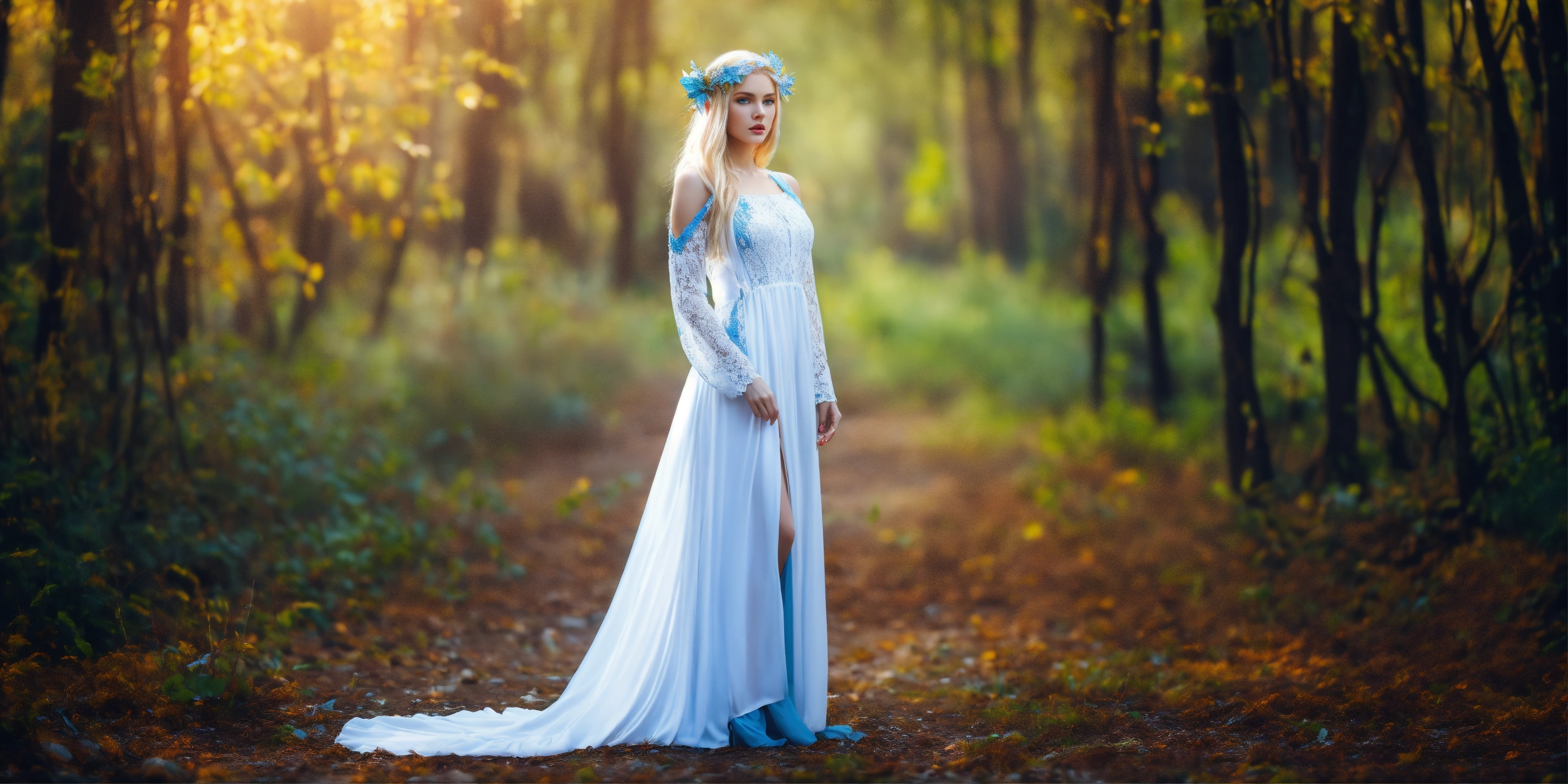 Lexica - Beautiful elf woman with blond hair and blue eyes wearing ...