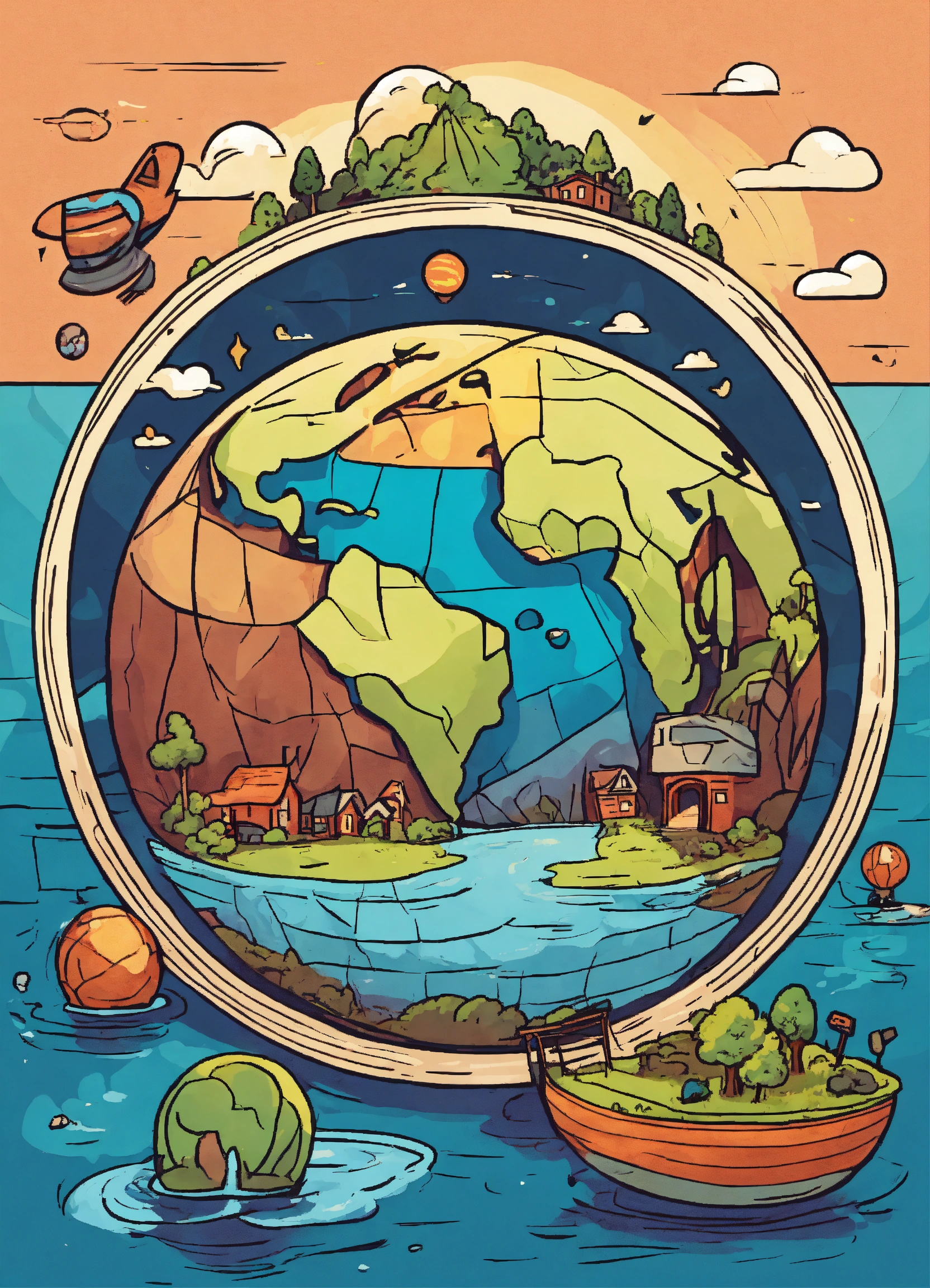 Lexica - Cartoon illustration of the earth