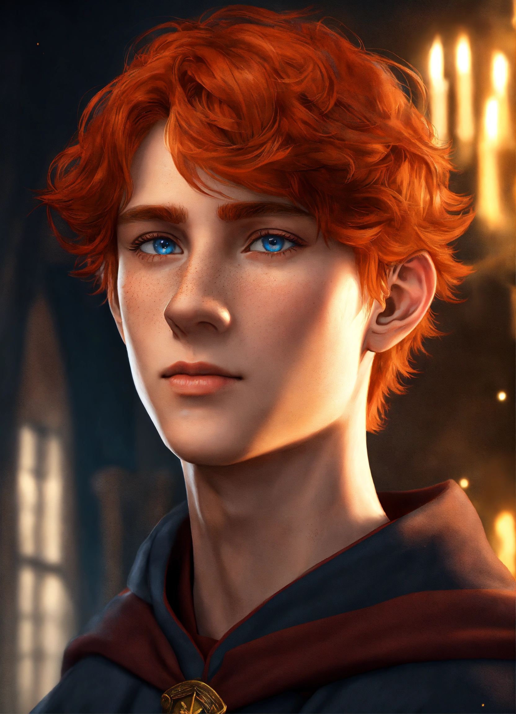Lexica - 17-year-old male, red hair, blue eyes, tall, thin and gangling ...