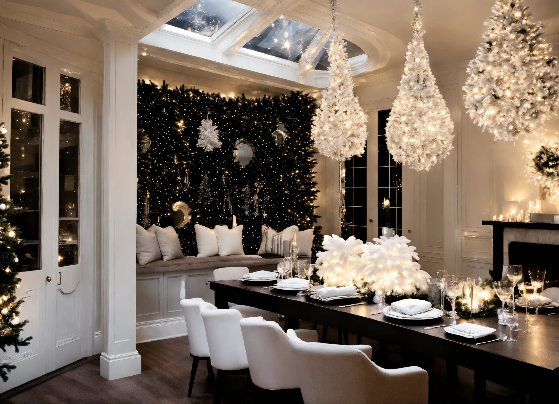 Lexica - White Christmas, sparkling, gorgeous, black, interior design ...