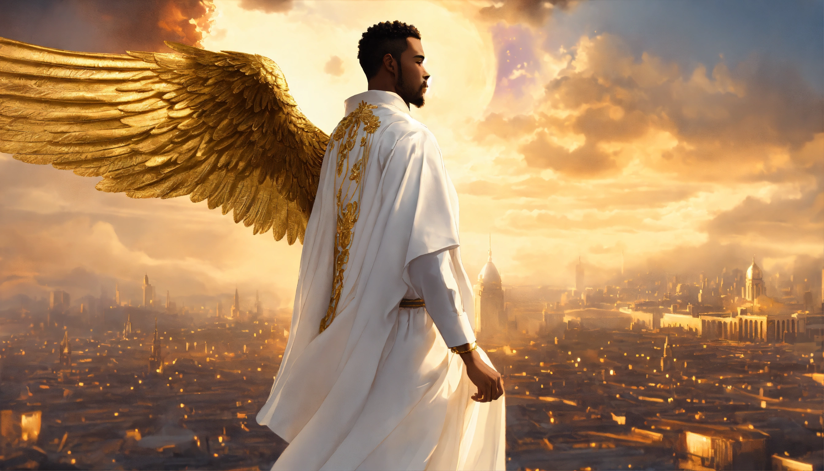 Lexica - Illustrate a view of a handsome black man wearing a long ...