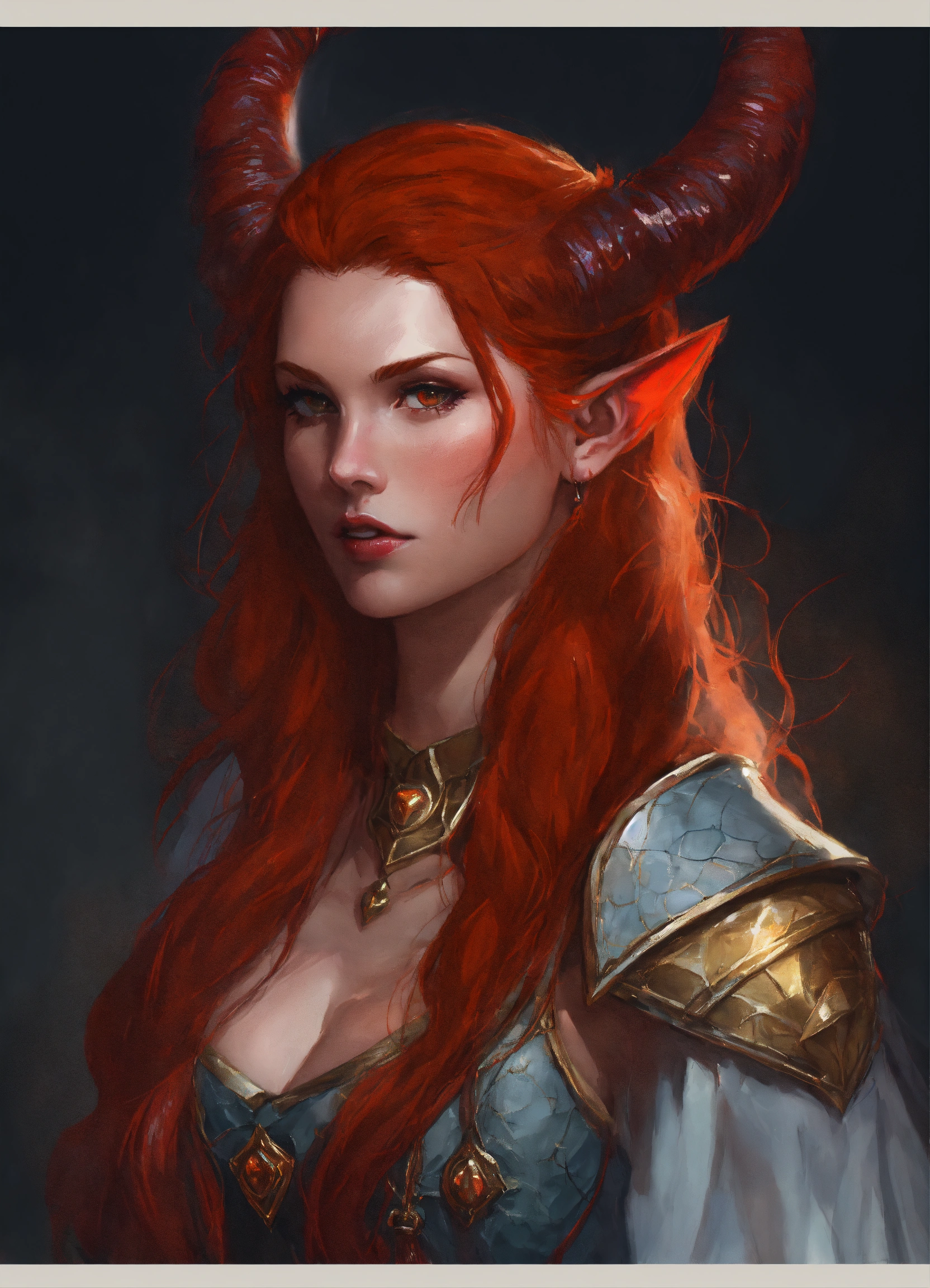 Lexica Redheaded devil woman realistic drawinng fantasy dungeons and