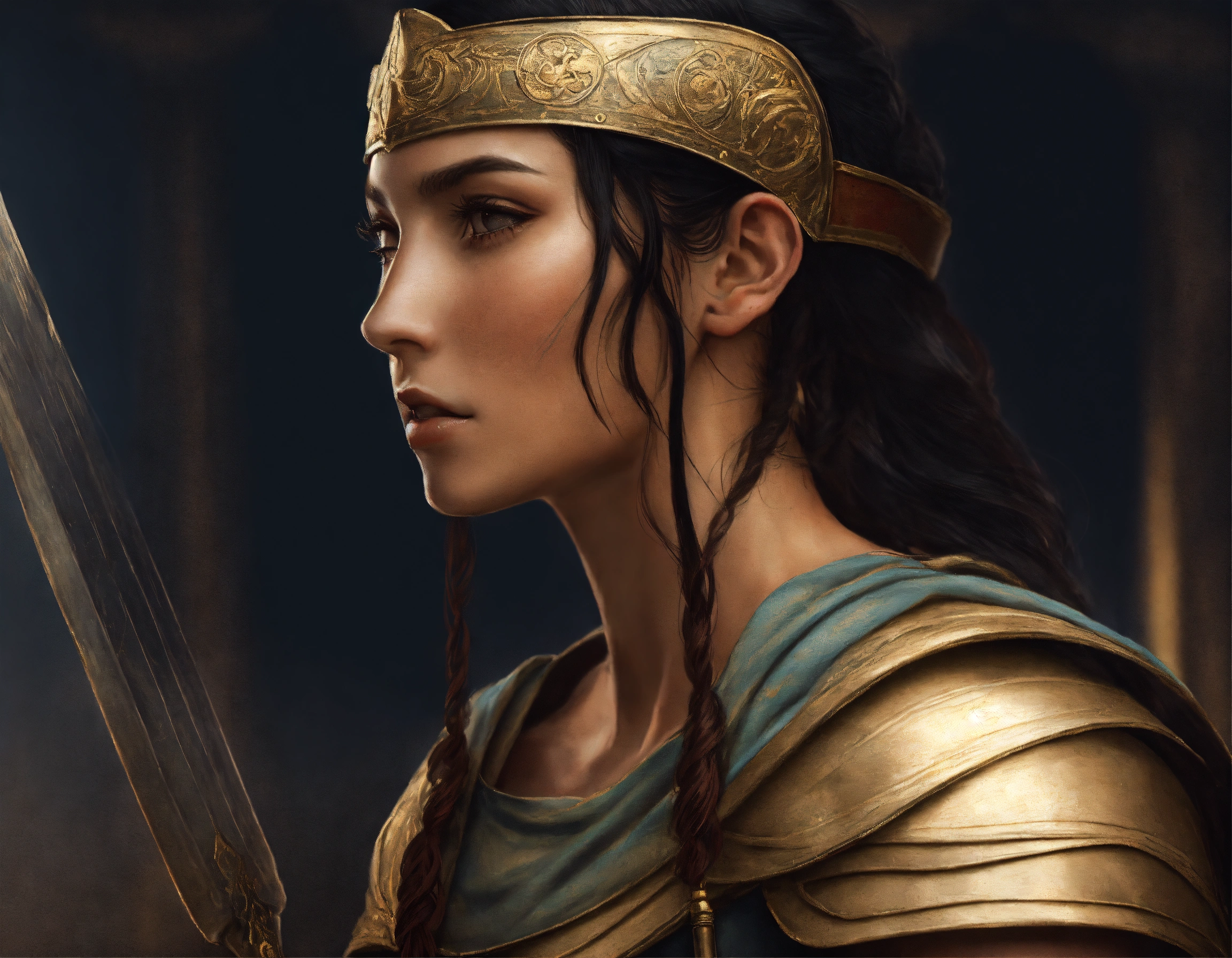 Lexica - Thin ancient Greek warrior woman in battle with tan skin and ...