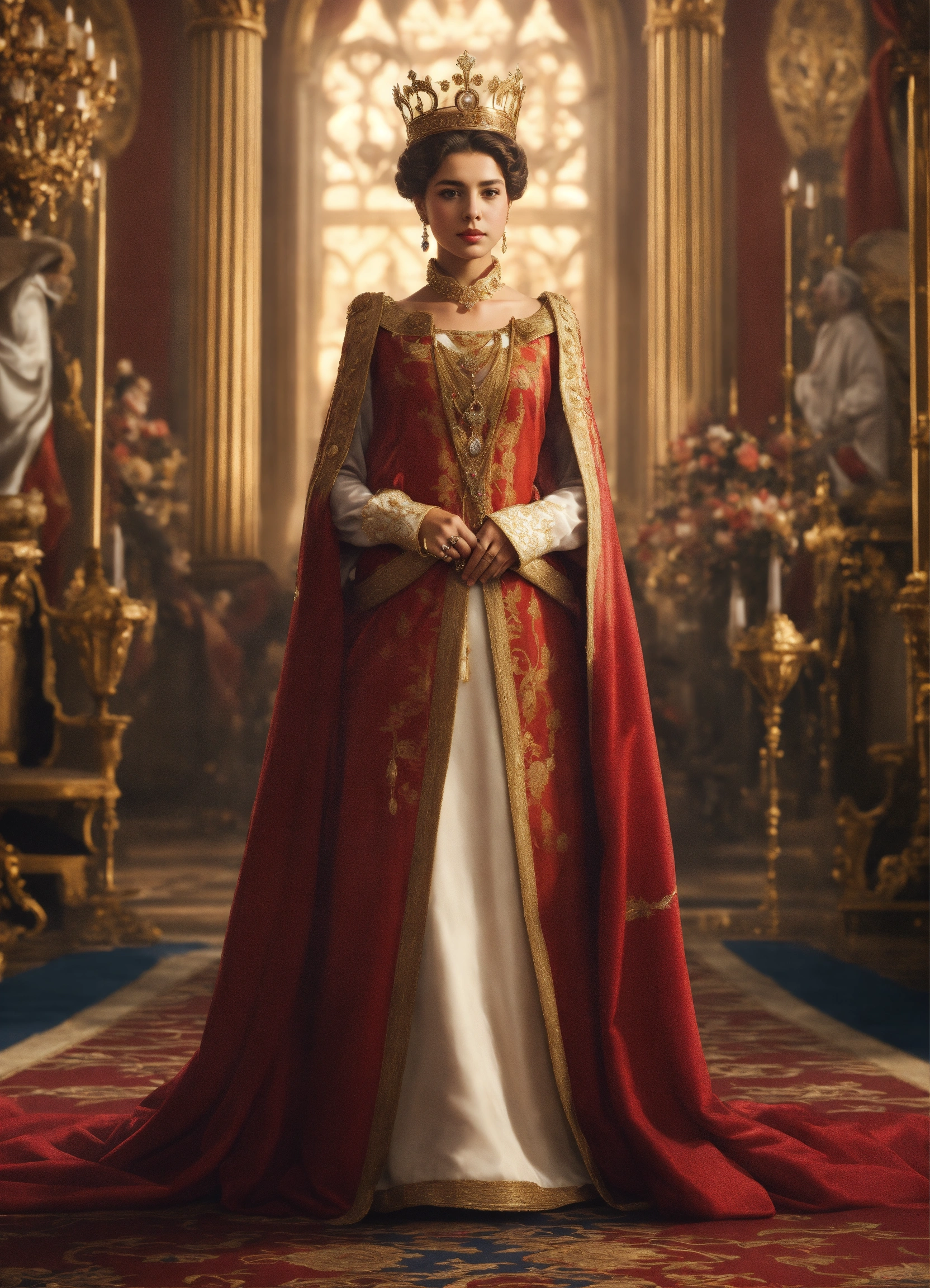 Lexica Queen, old times,realistic,4k,detailed, kingdom, clear faces