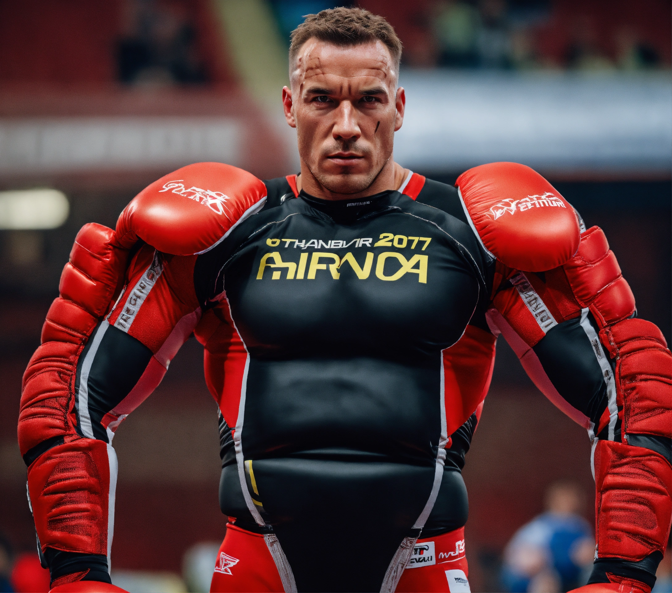 Lexica - Muscle terminator in red black jersey with Martin Mikovič head