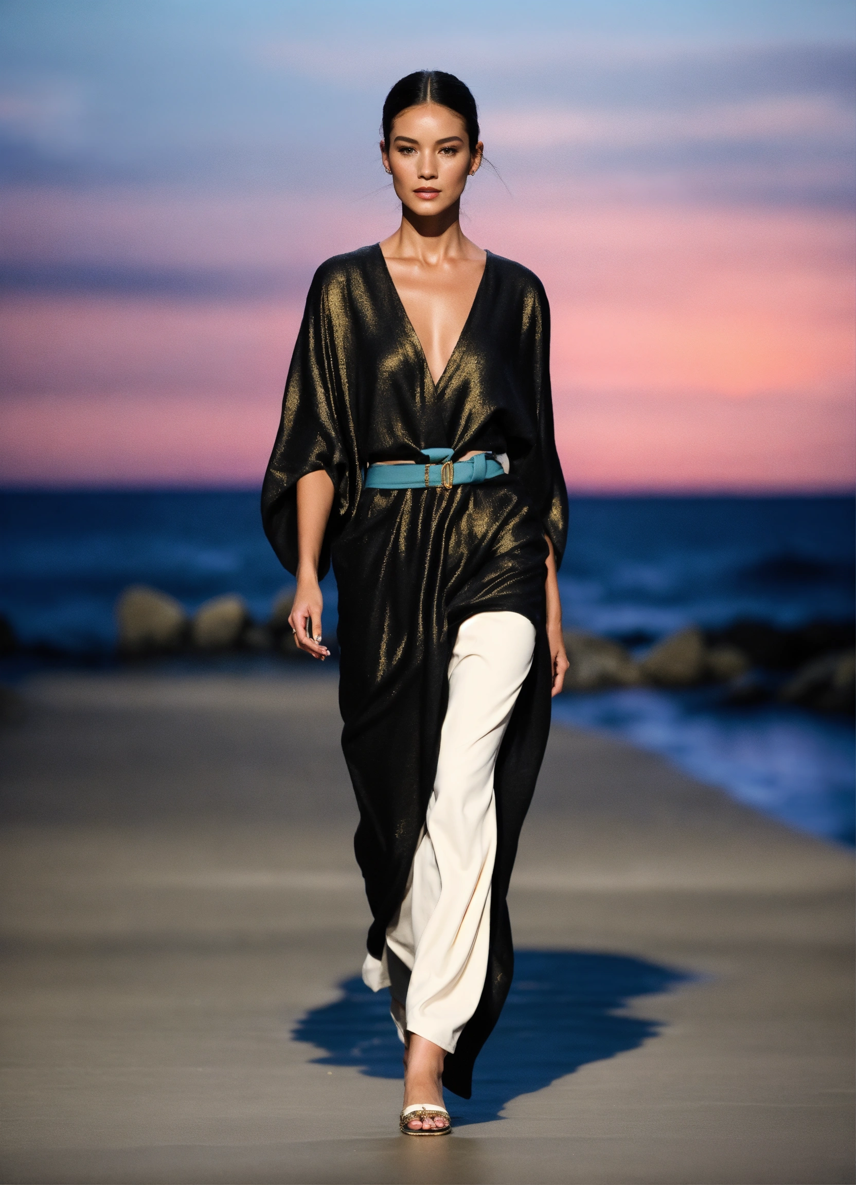 Lexica - 3d realistic photo of female oceanographer walking runway ...