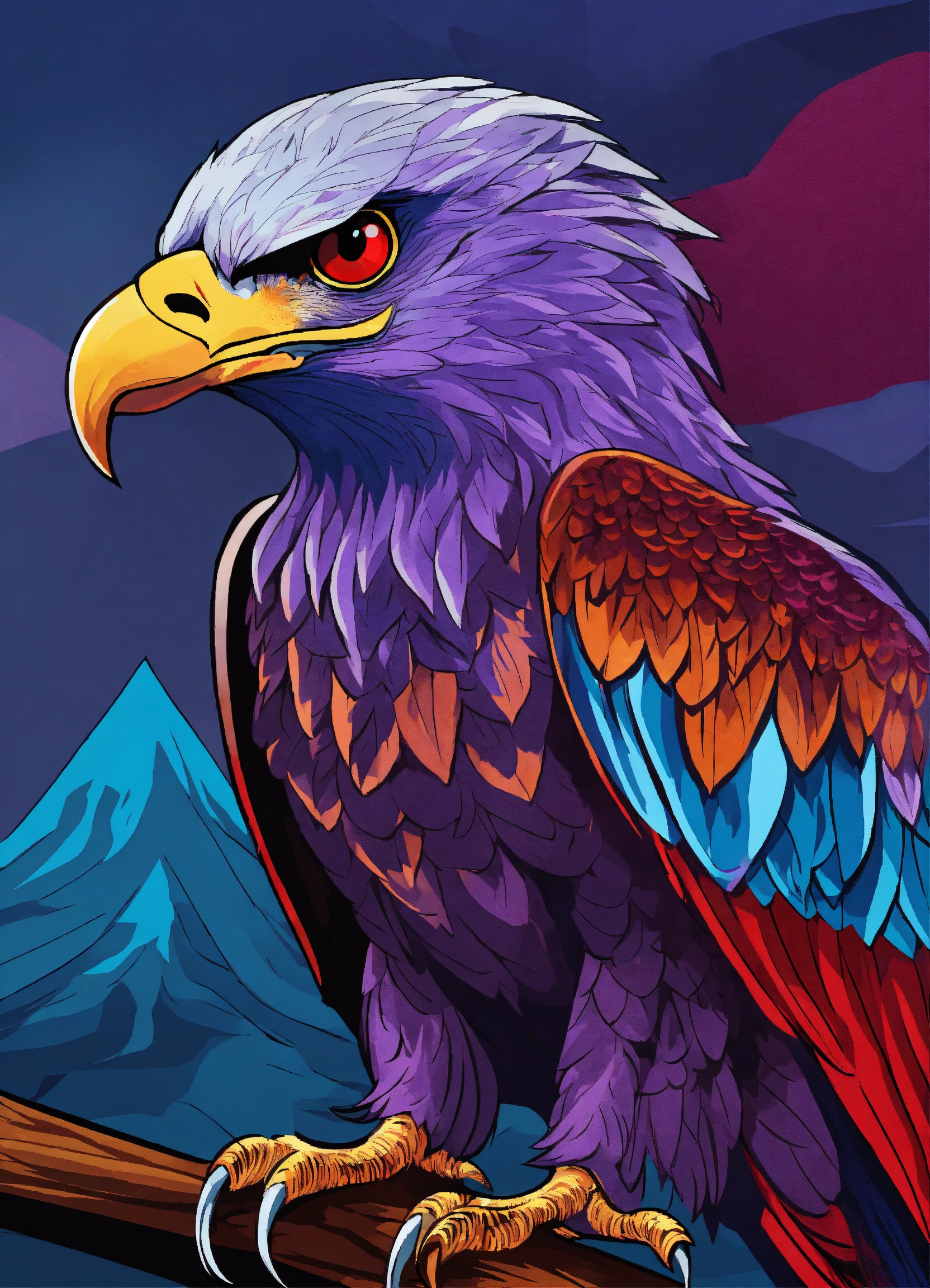 Lexica - An eagle of varied colors between the range of purple and blue ...