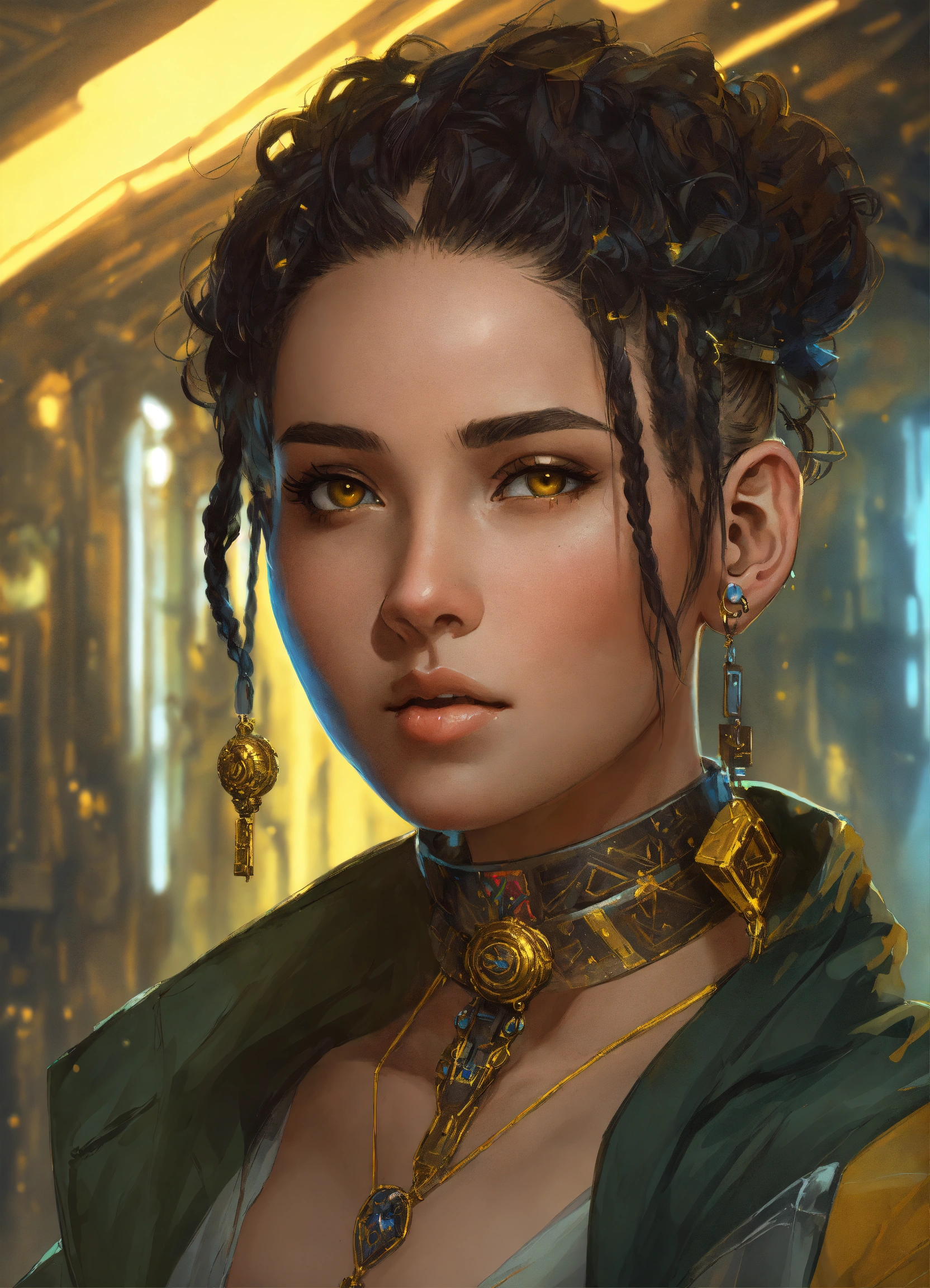 Lexica - Portrait of a young woman, ultra detailed piercing yellow eyes ...