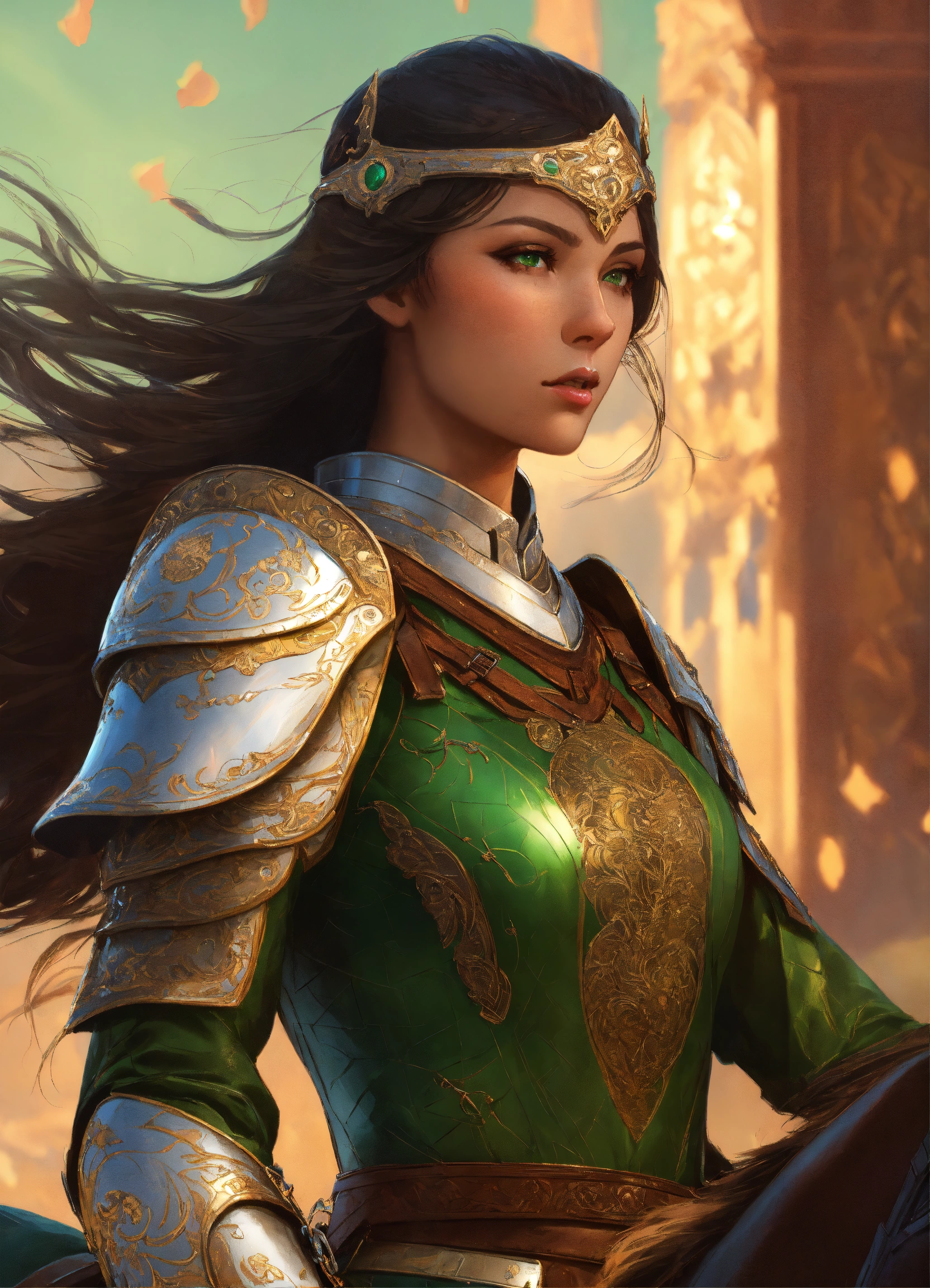 Lexica - A heavily armored Persian cataphract elf riding a large brown ...