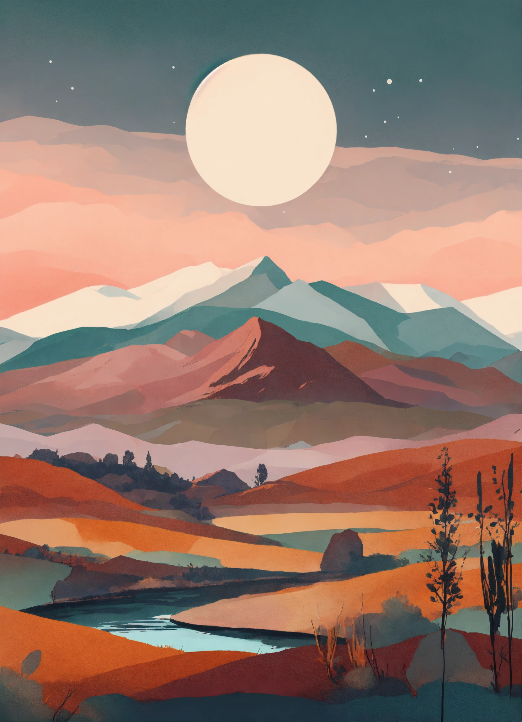 Lexica - Boho art Minimalist landscape mountains