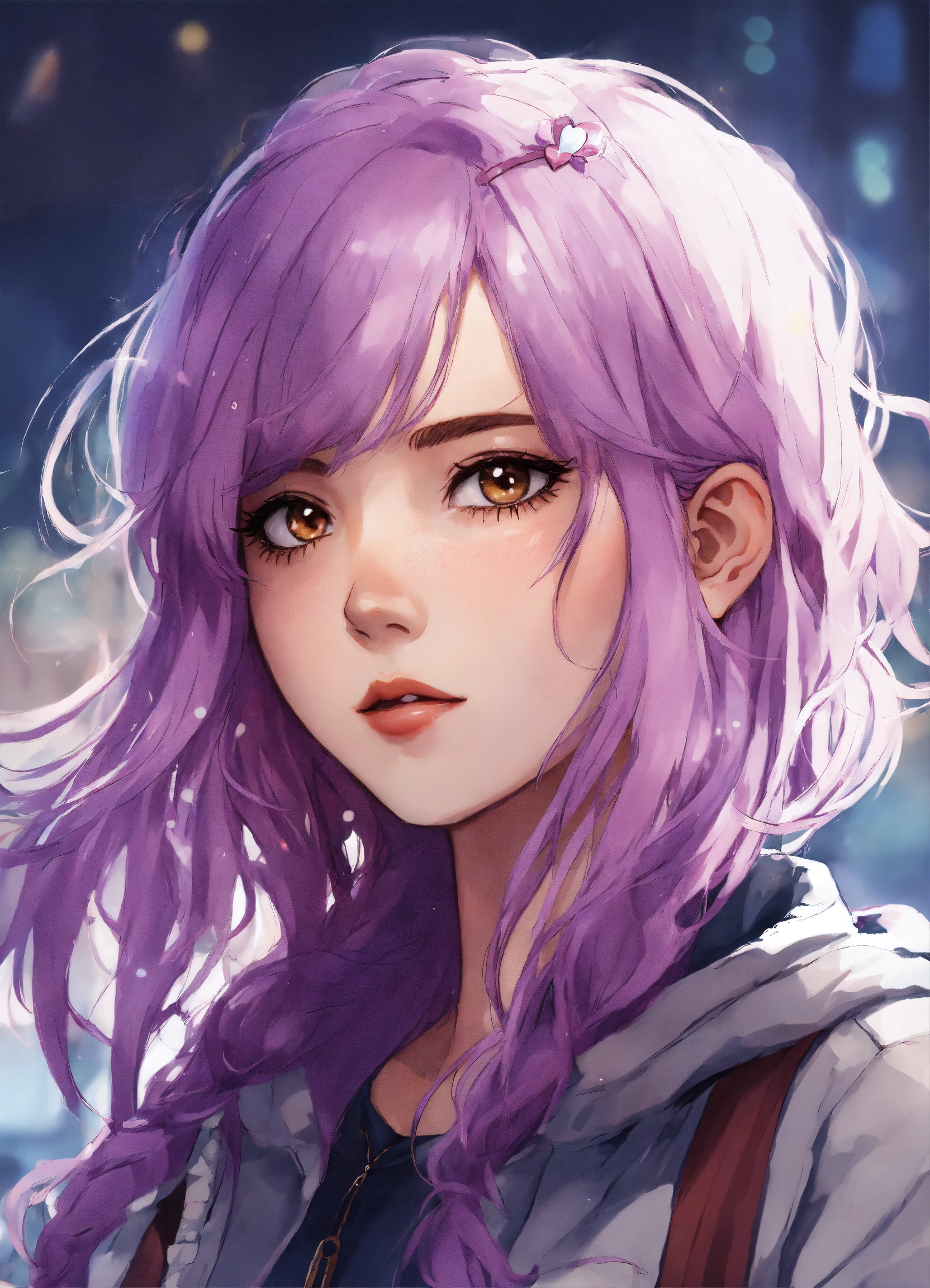 Lexica - A White Girl With Purple Hair Anime Style