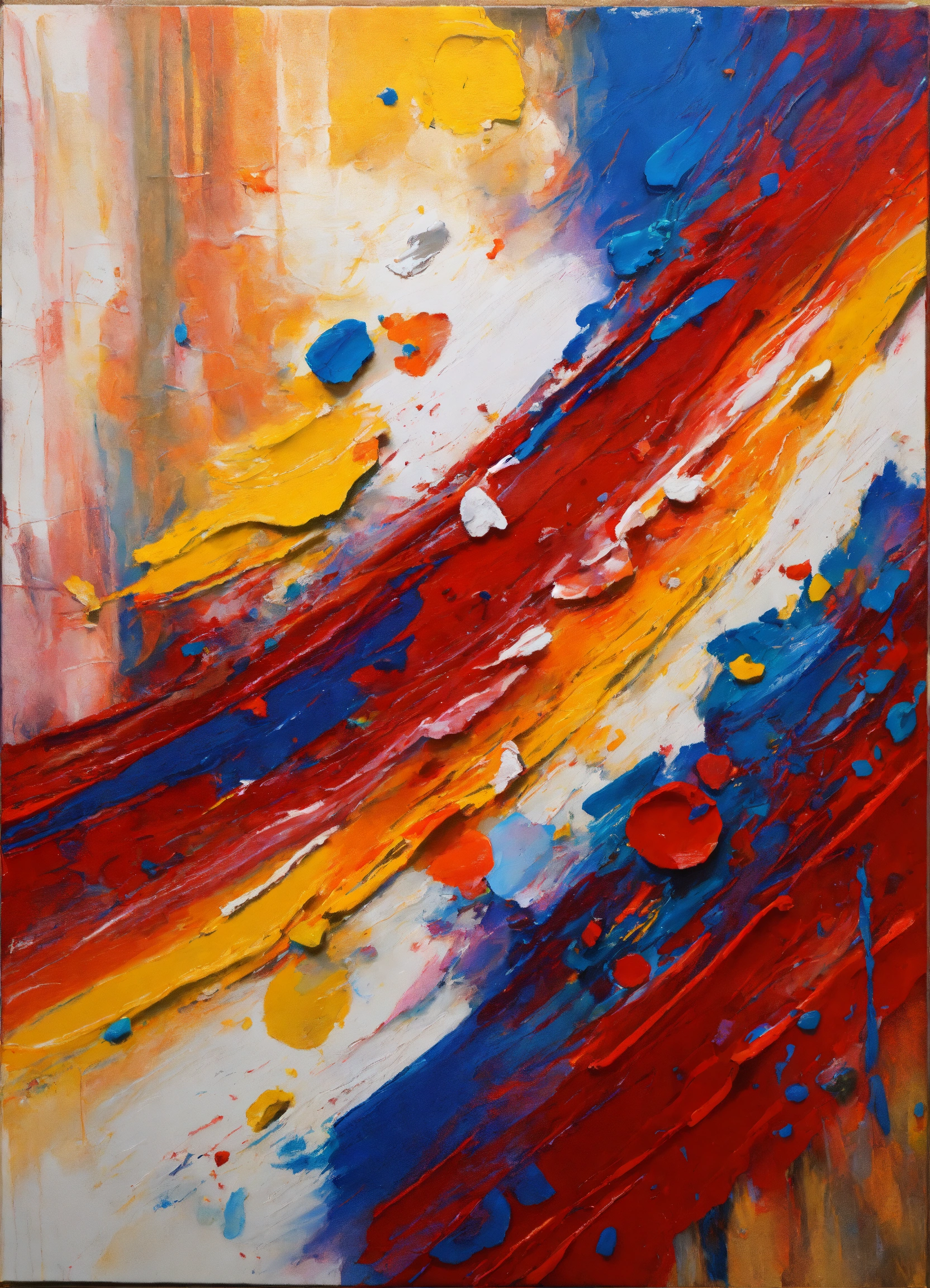 Lexica - Draw an abstract painting, mixing acrylics, palette knife and ...