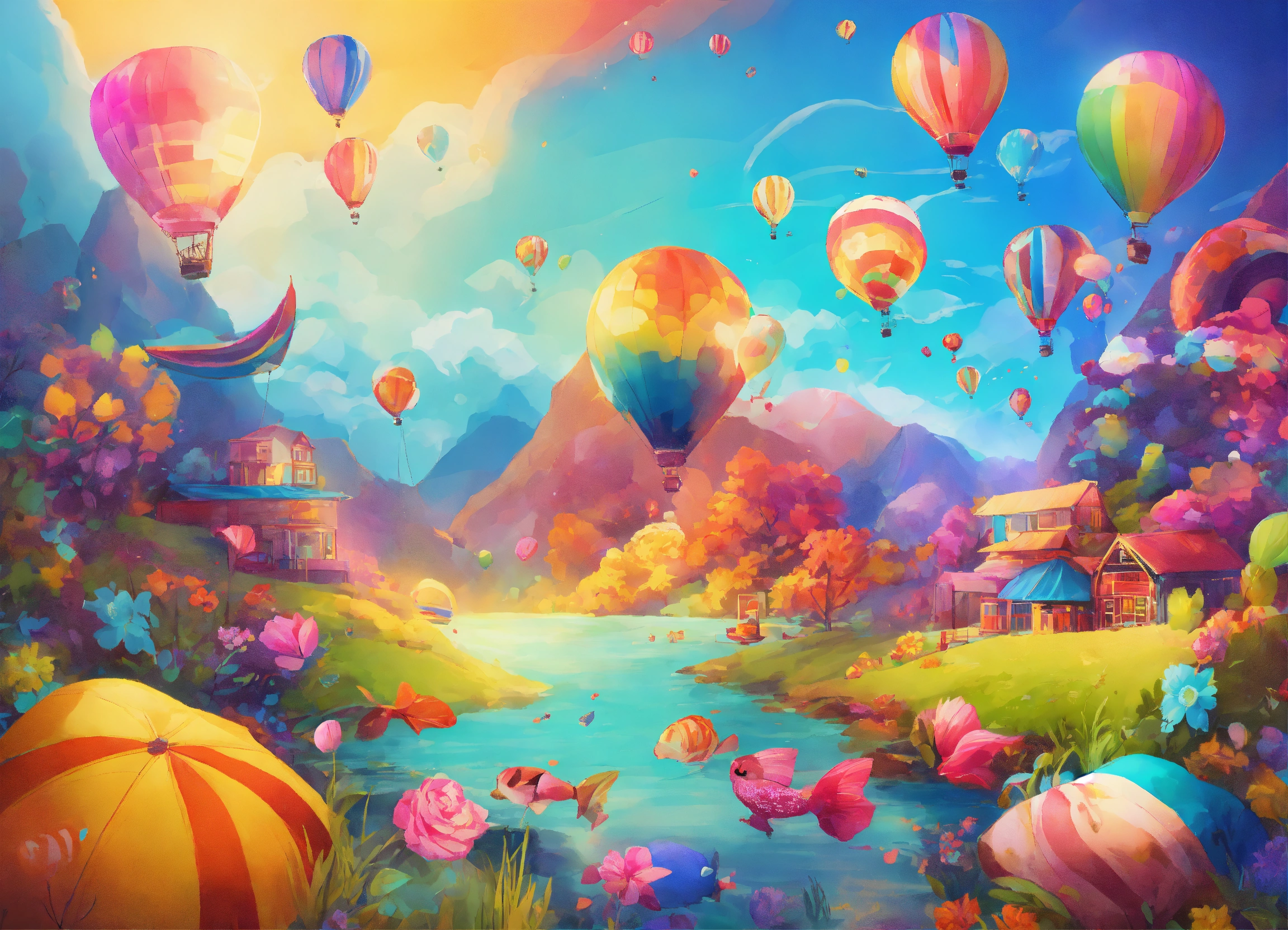 Lexica - Pretty fun background with label in middle, bright young colorful