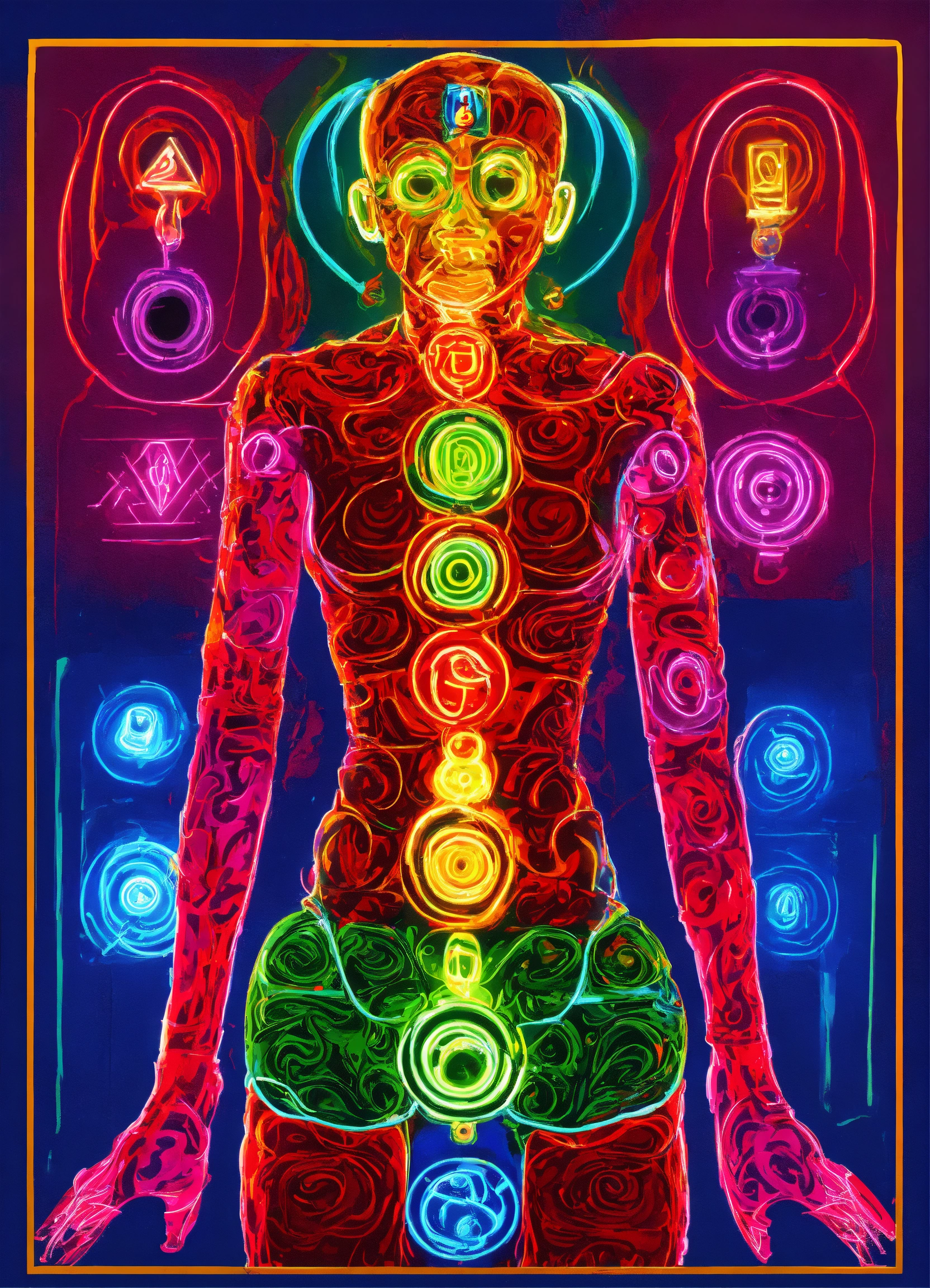 Lexica - Abstract neon chakras in pop art by Pablo Picasso