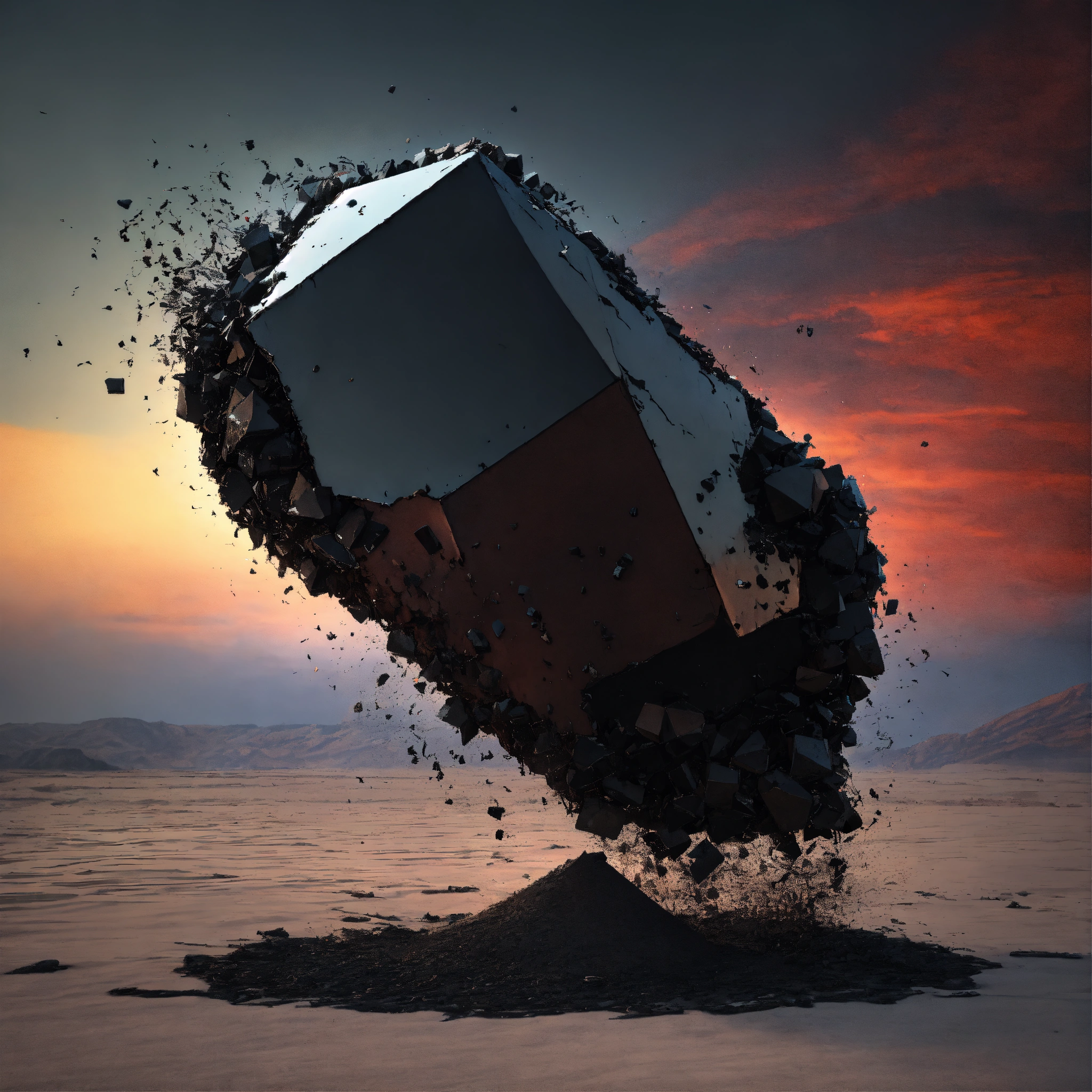 Lexica - Photo 3d Digital art Black strange object odd shape damaged ...