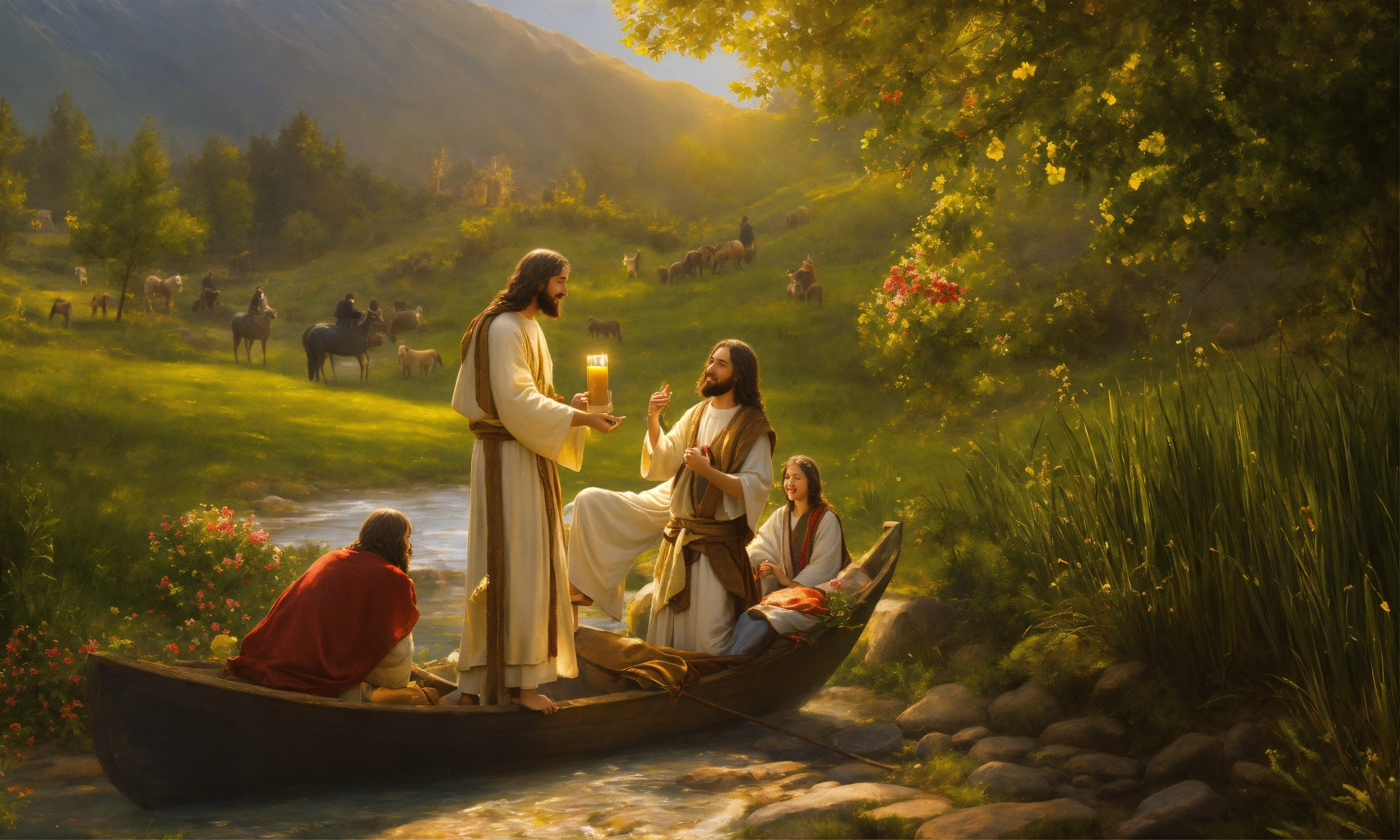 Lexica - Jesus Christ with adored ones with peace and joy hope calm and ...