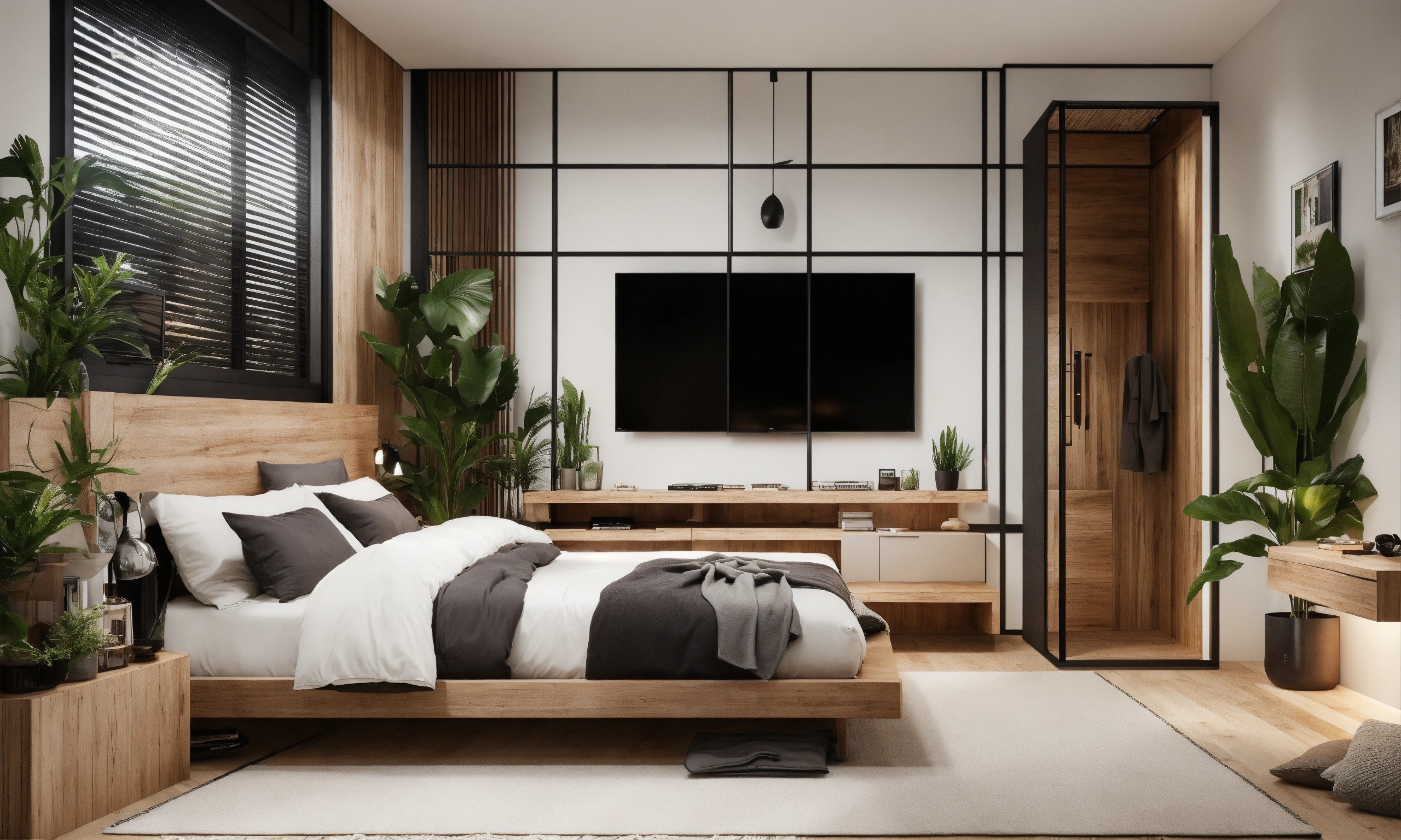 Lexica - A beautiful house design. white decor with black and wood ...