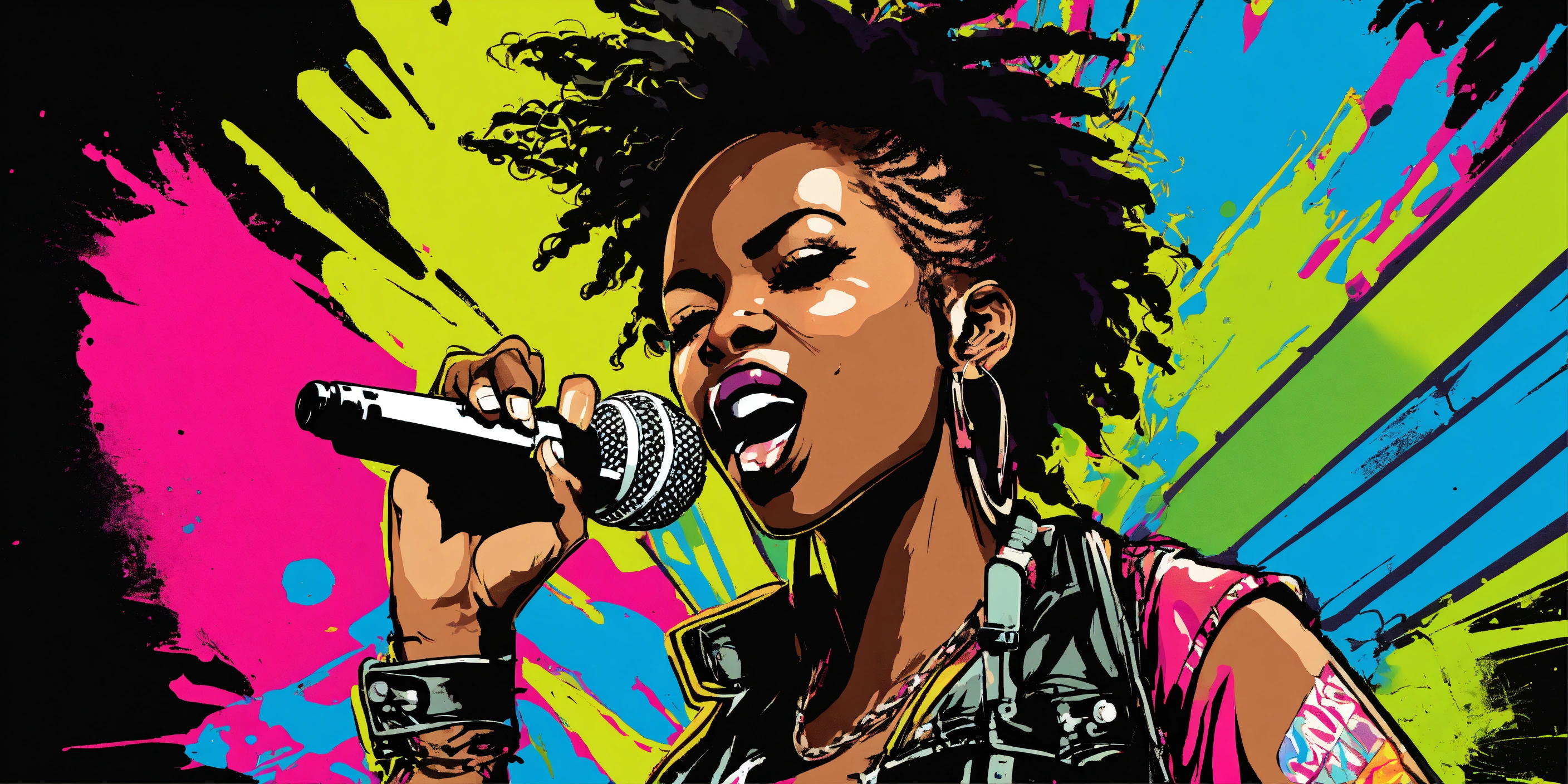 Lexica - Graffiti Punk Rocker Black Woman in punk rock graffiti attire ...