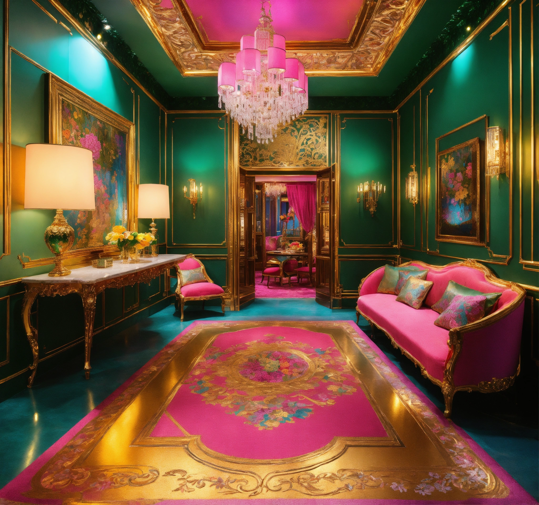 Lexica - Futuristic beautiful French mansion interior dining room ...