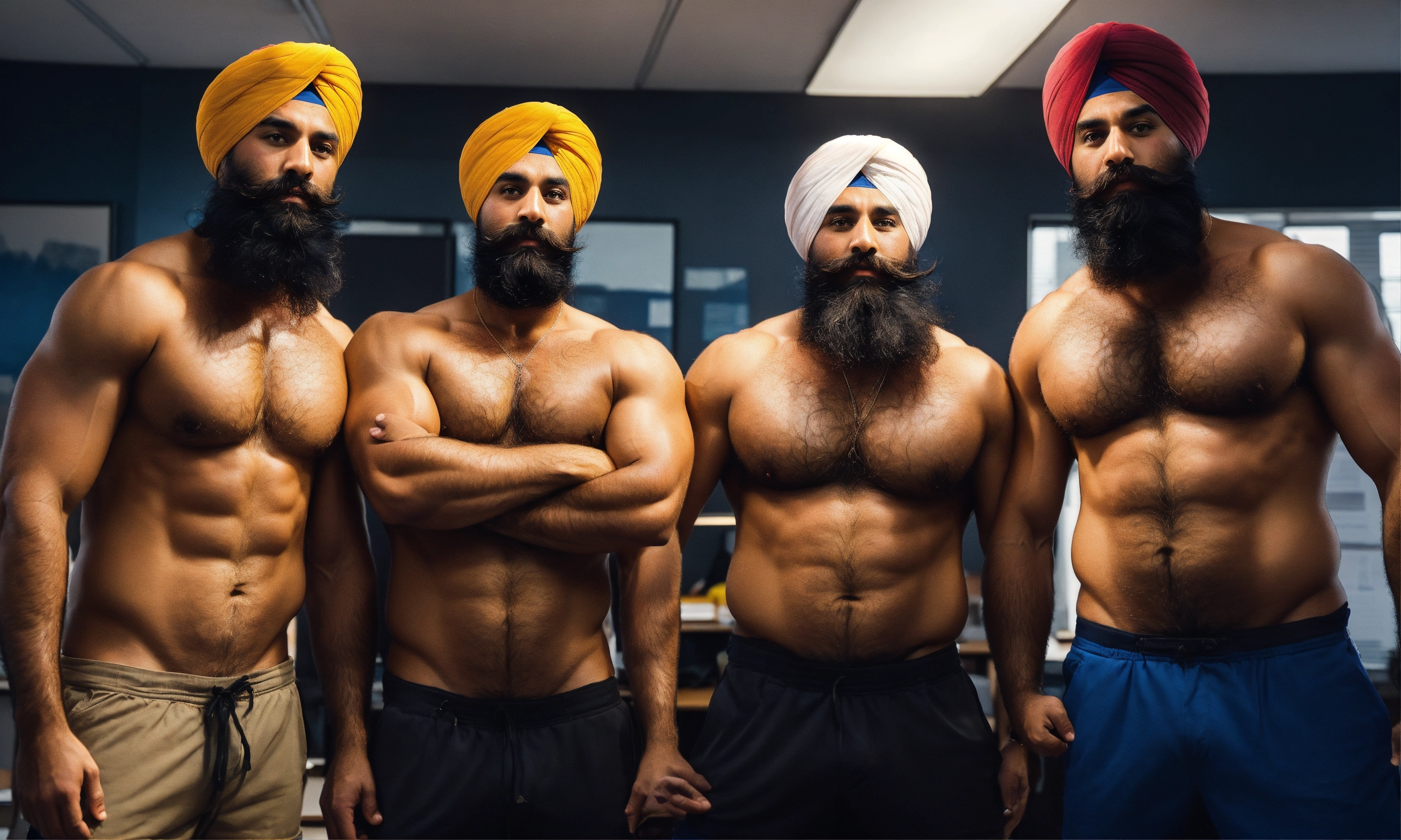 Lexica - Group of burly hairy manly sikh men ogling each other's bodies ...