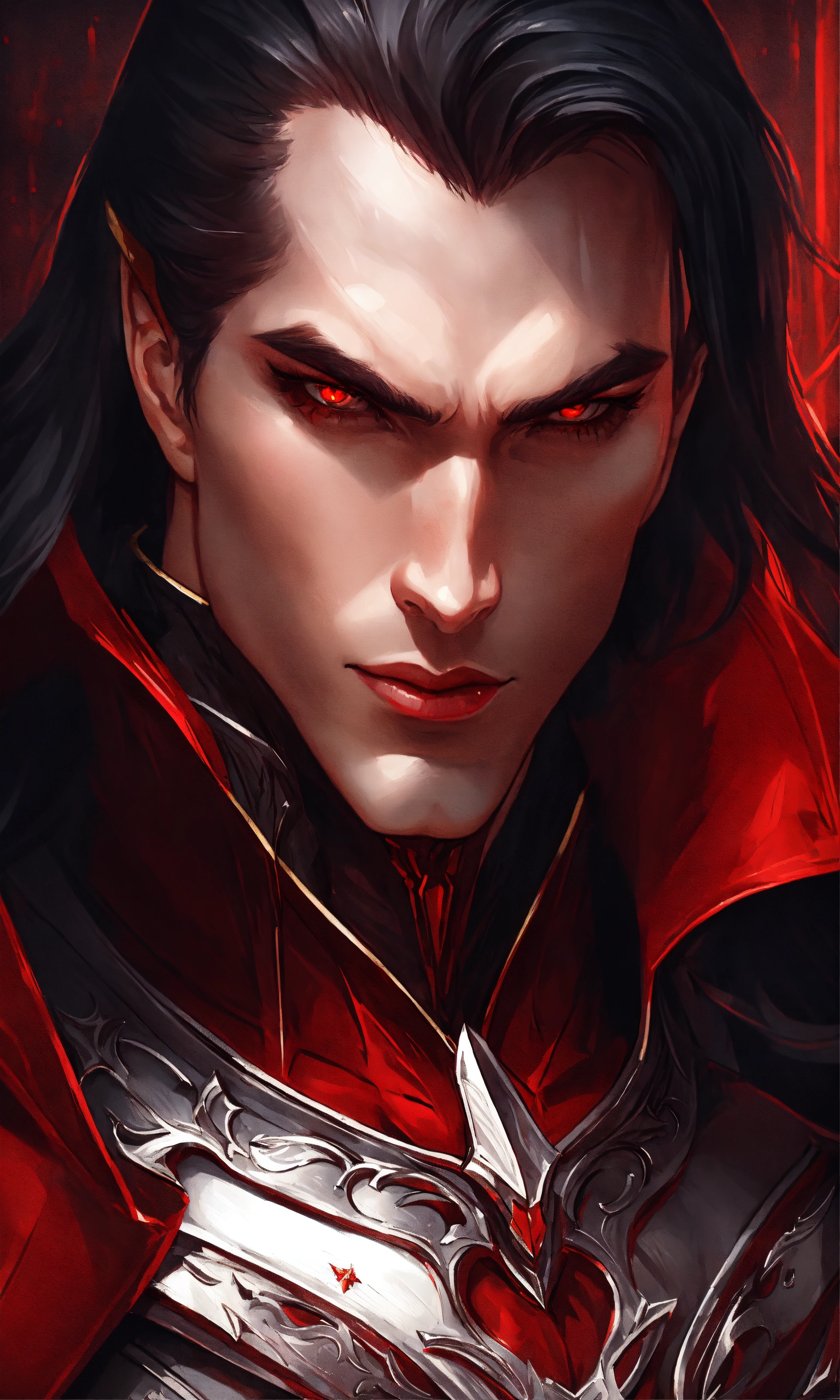 Lexica - Portrait of vlad dracul, intricate crimson armor, cape ...
