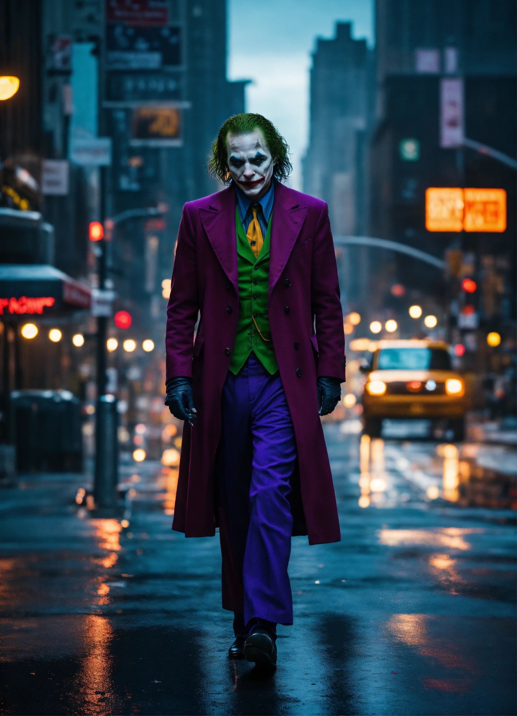 Lexica - The joker walking through streets of new york, stunning photo ...