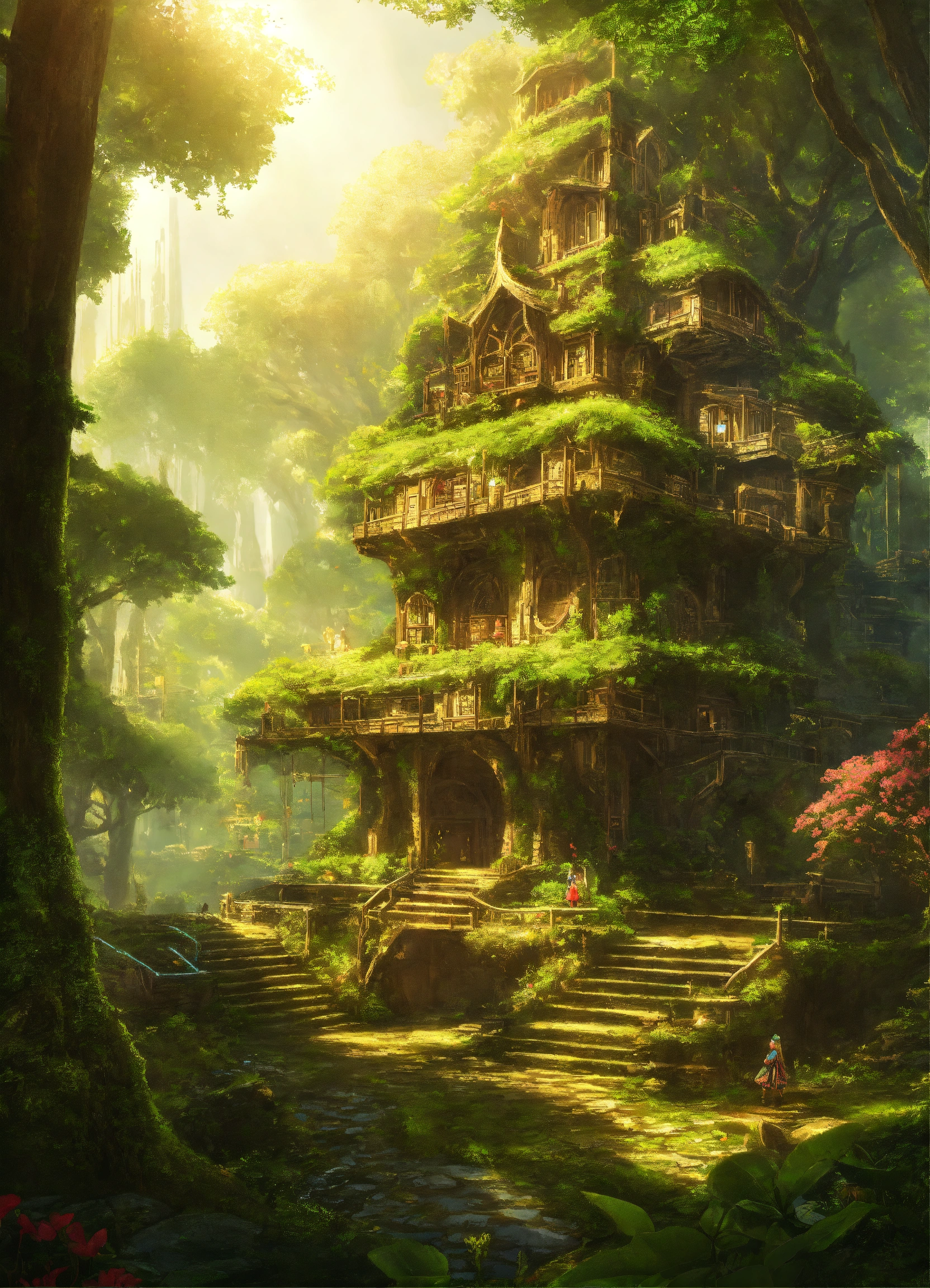 Lexica - Solarpunk elven city hidden away in a forest nation
