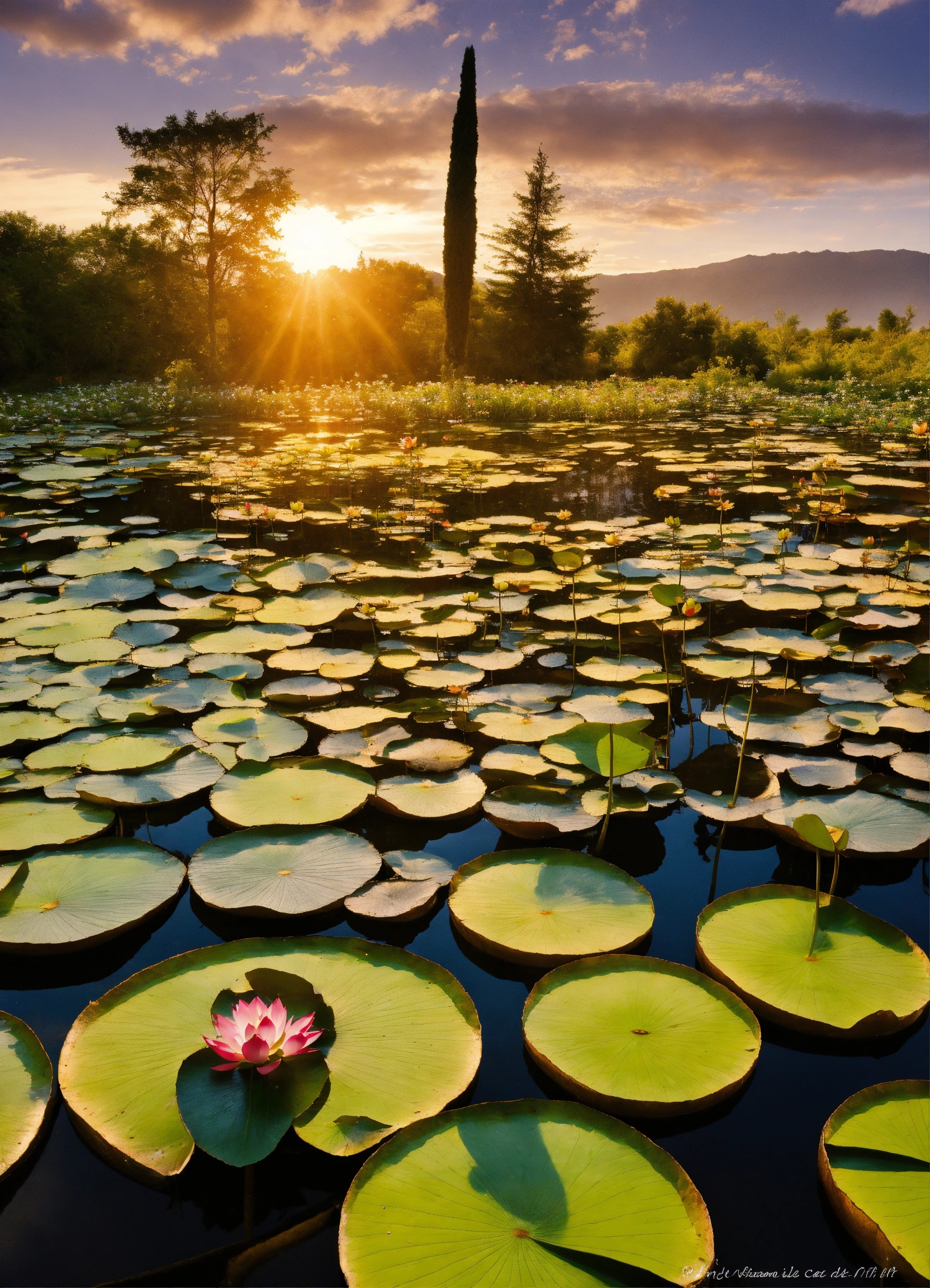 Lexica - Dans un jardin zen parsemé de lotus, des chemins de pierre ...