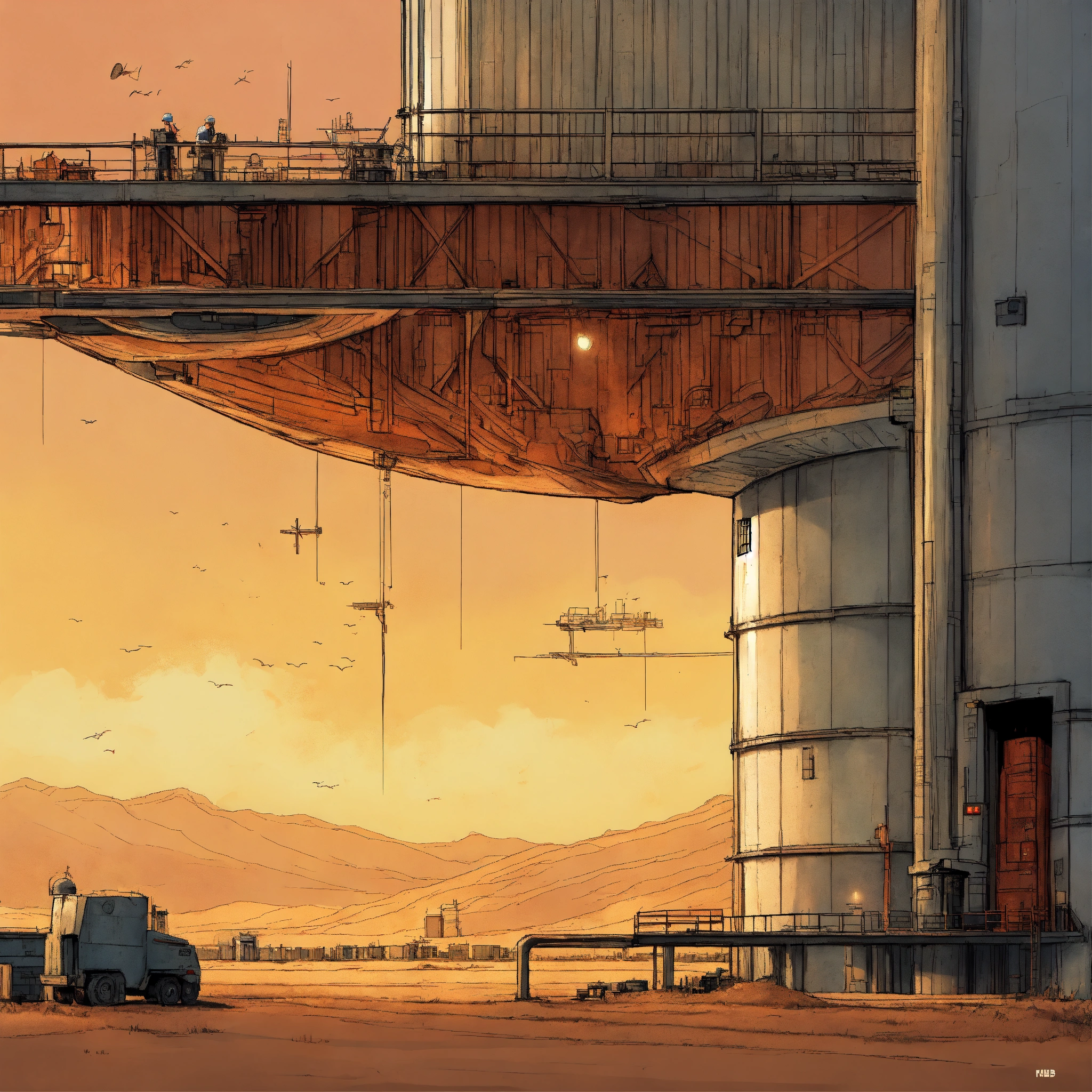 Lexica Draw a cross section of Silo 18 from Hugh Howey