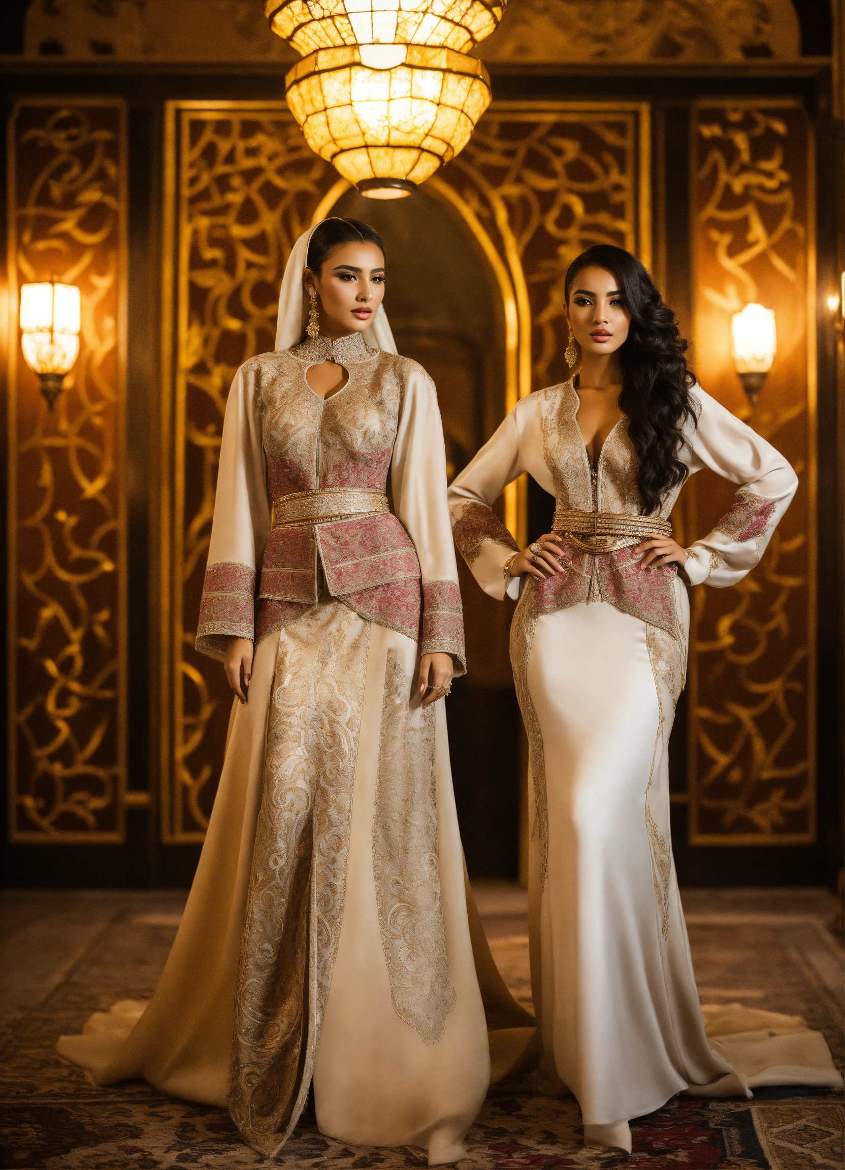 Lexica - Beautiful Arab women blond and another women brunette, wearing ...