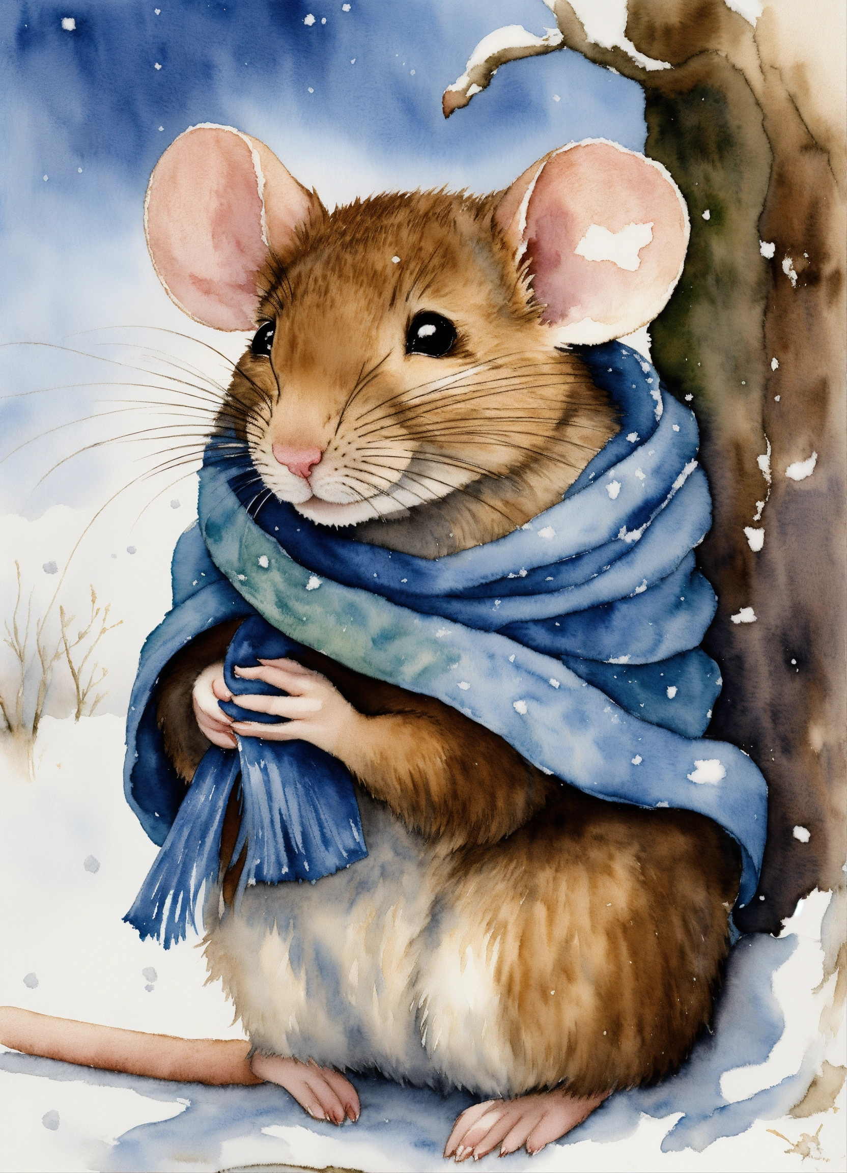 Lexica - White background, a cute sleeping mouse, wearing a scarf ...