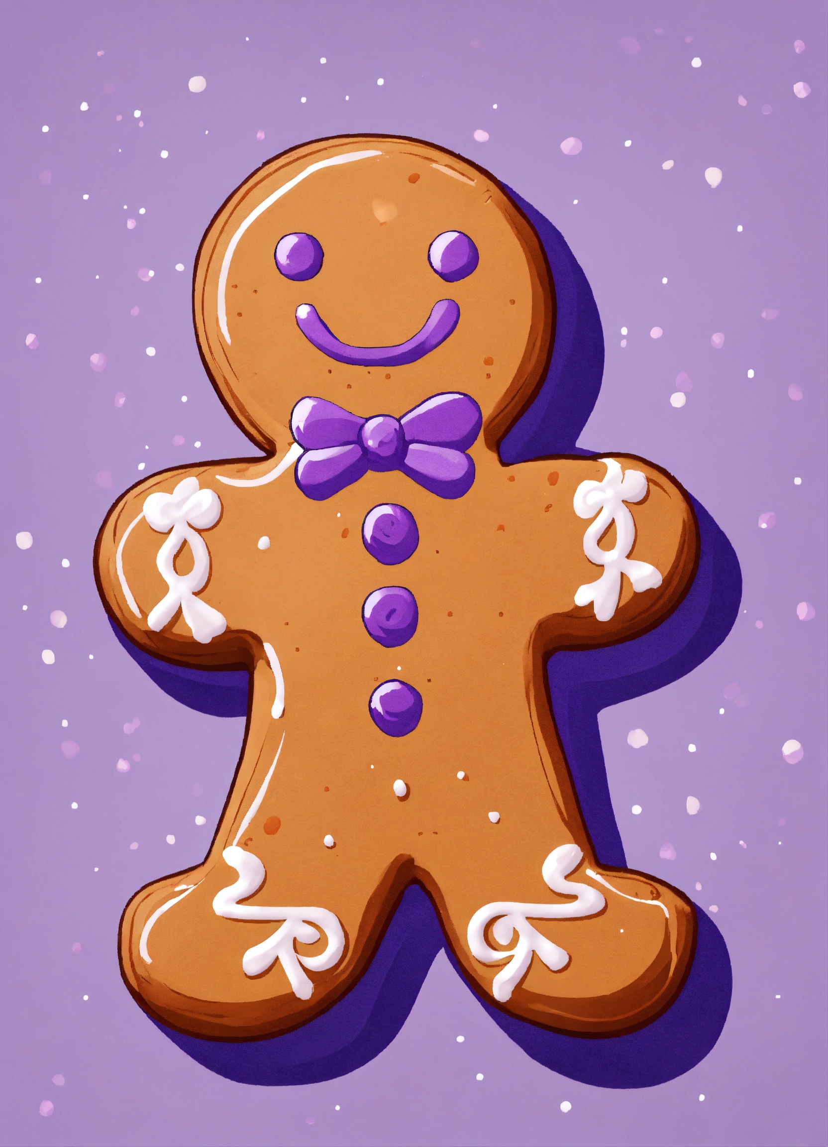 Lexica - Gingerbread man cookie illustration in lilac and purple details