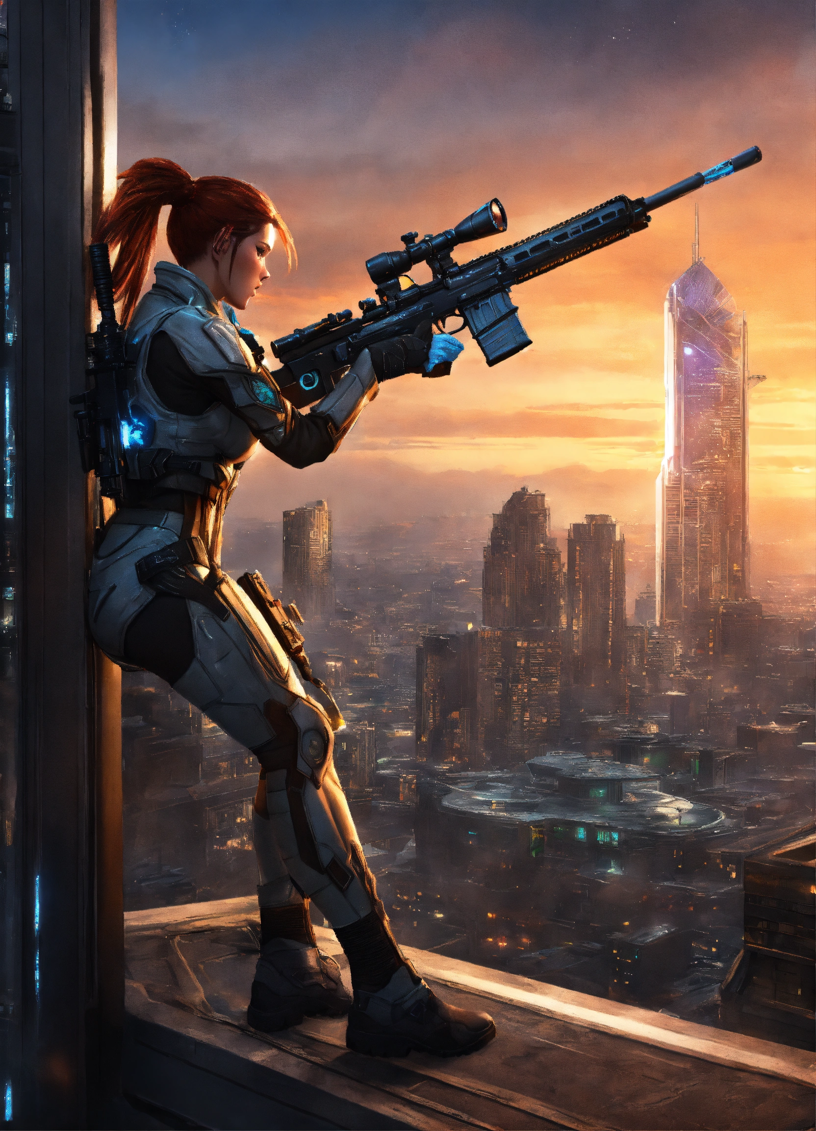 Lexica - Sarah Kerrigan a ghost StarCraft character aiming a sniper ...