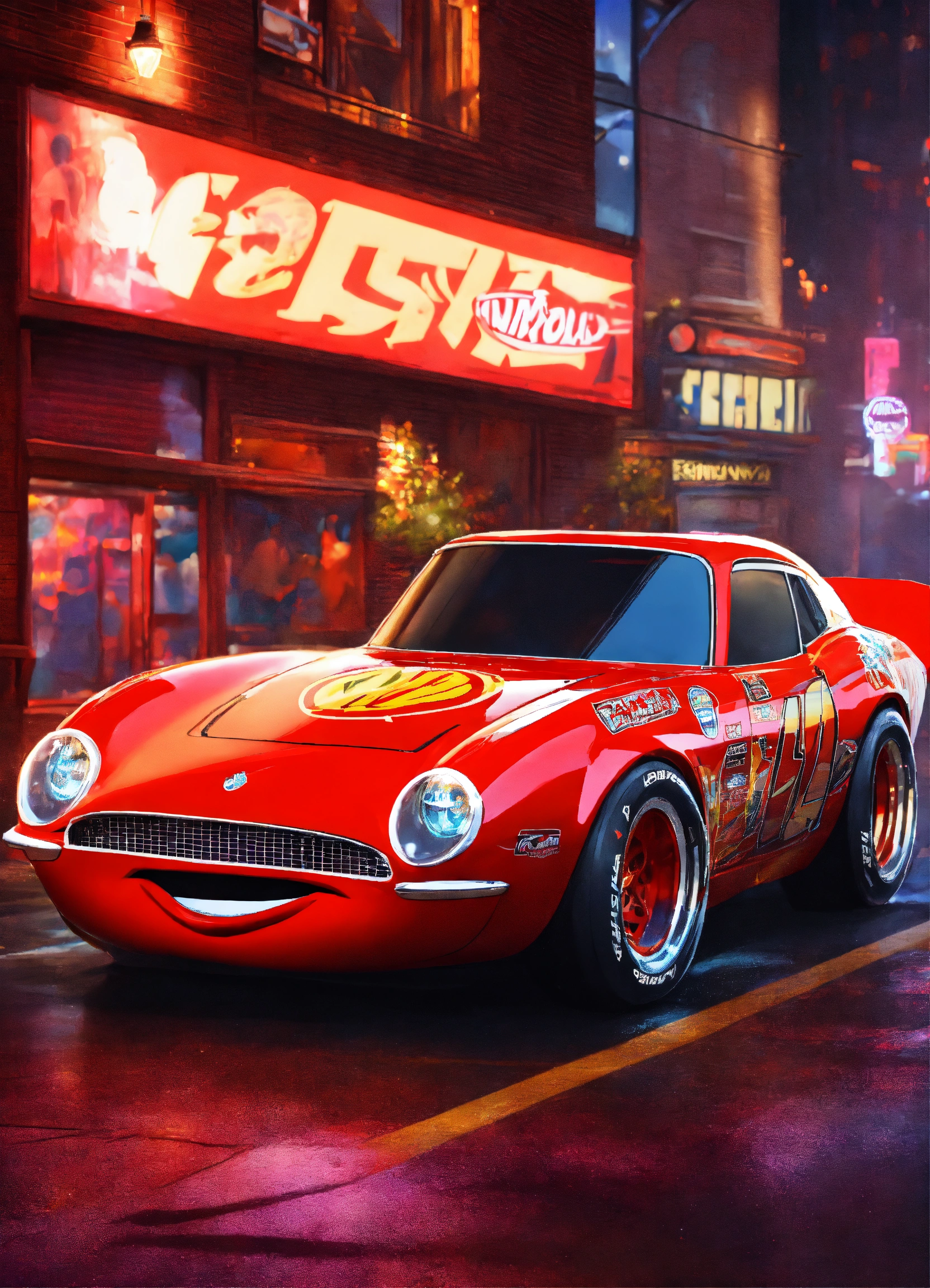 Lexica - Lightning McQueen wearing shiny rims, tinted windows, and ...
