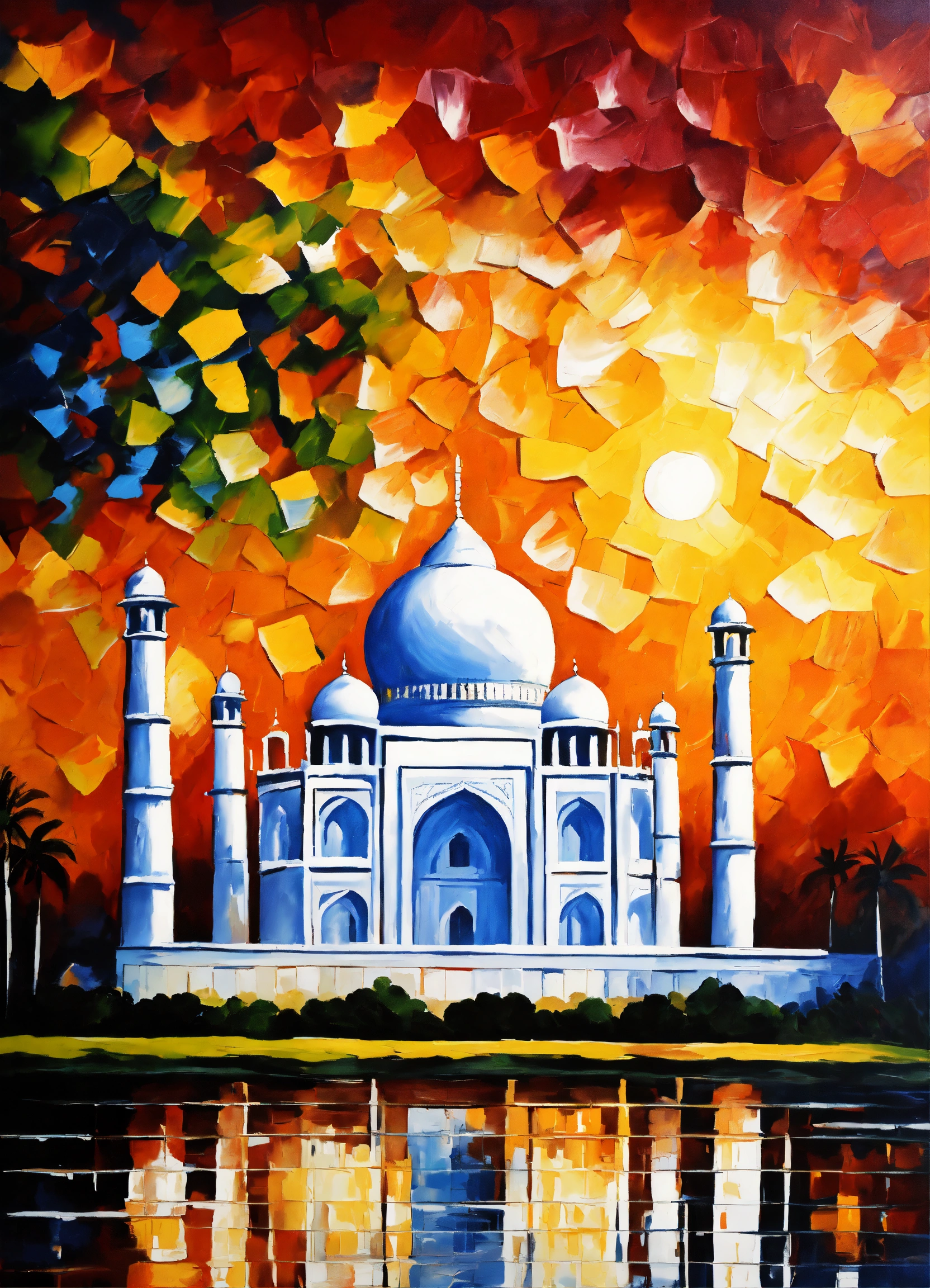 Lexica - Acrylic paint in the style of Leonid Afremov, Taj Mahal, India