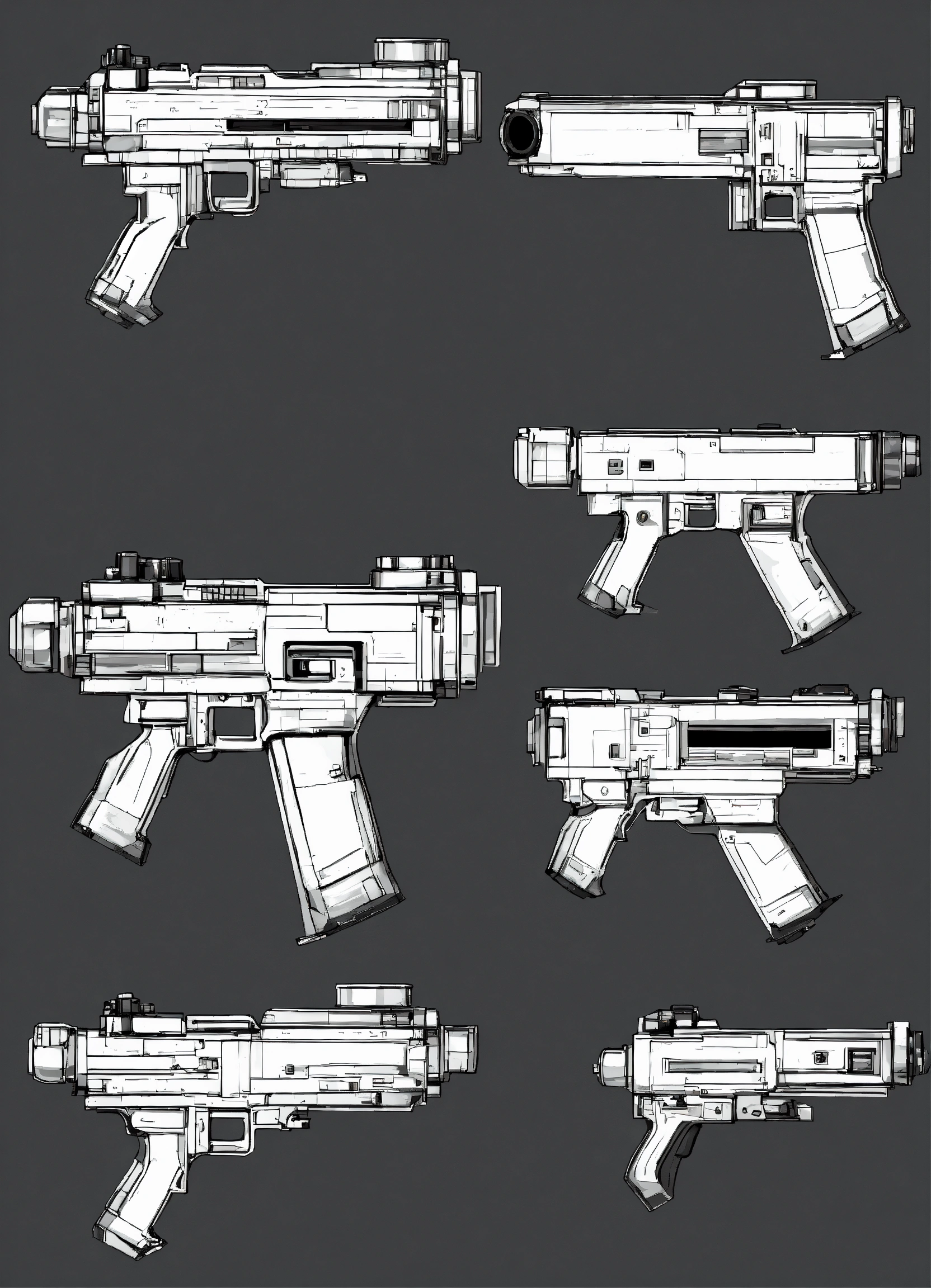 Lexica - A 2d gun for a sci-fi platformer game, black and white ...