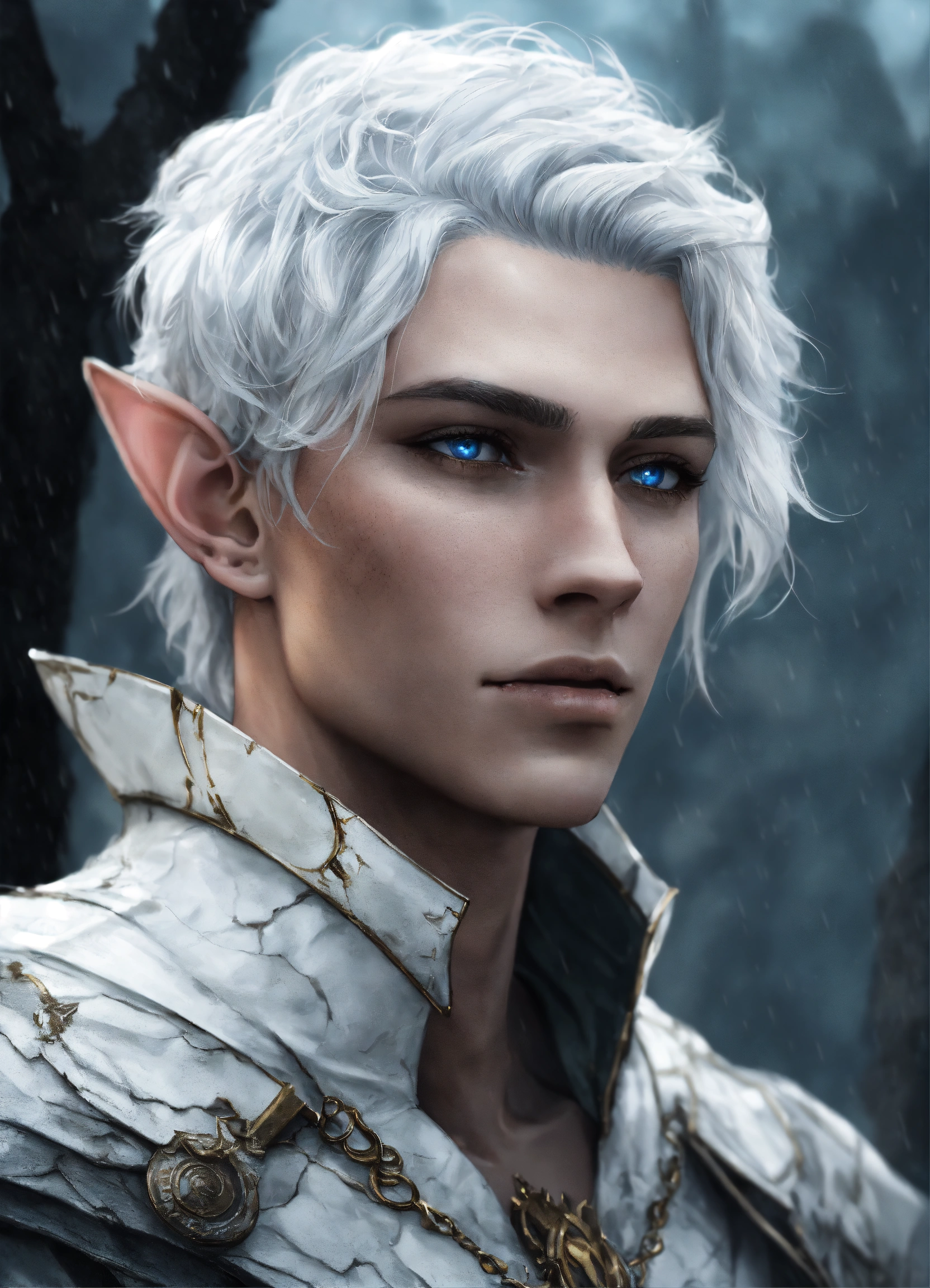 Lexica - Fantasy portrait of a ash-grey skinned elf, masculine ...