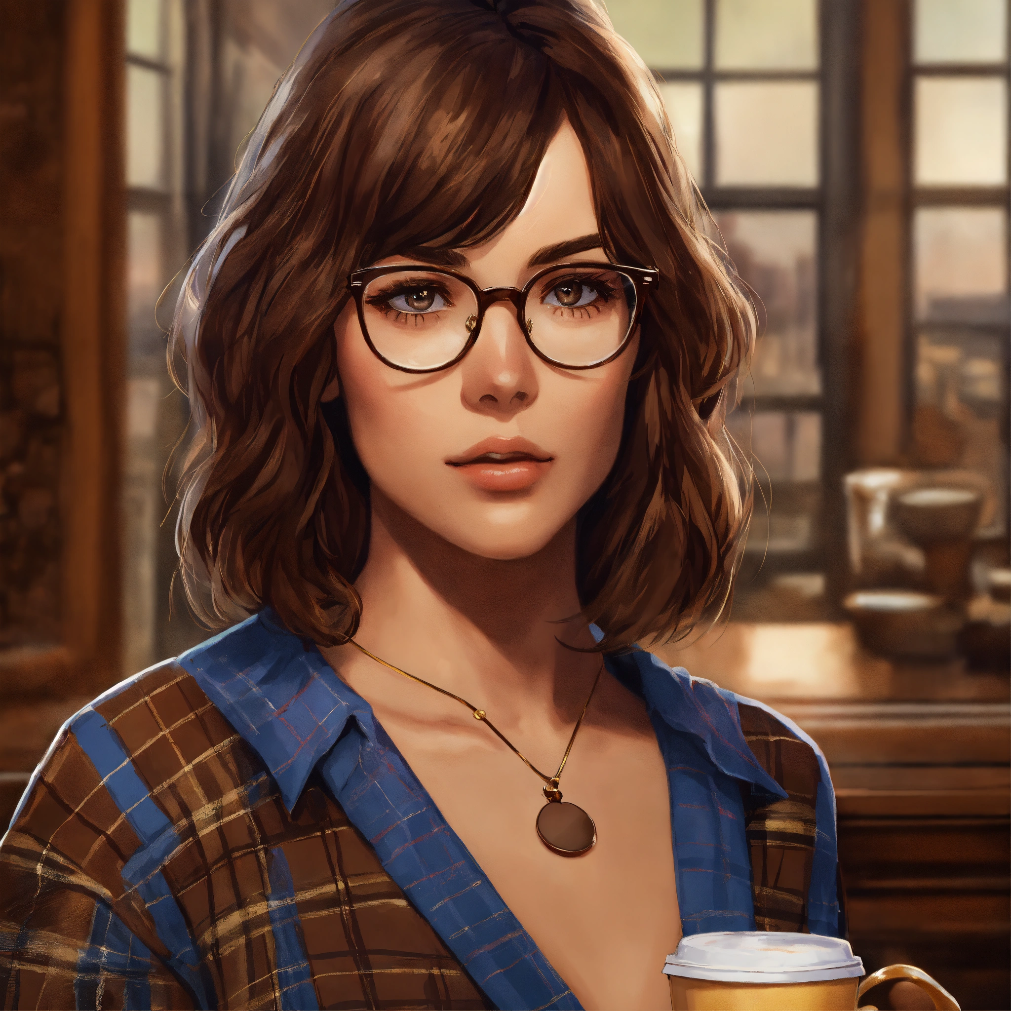 Lexica - A digital portrait of a stern woman with chocolate brown hair ...