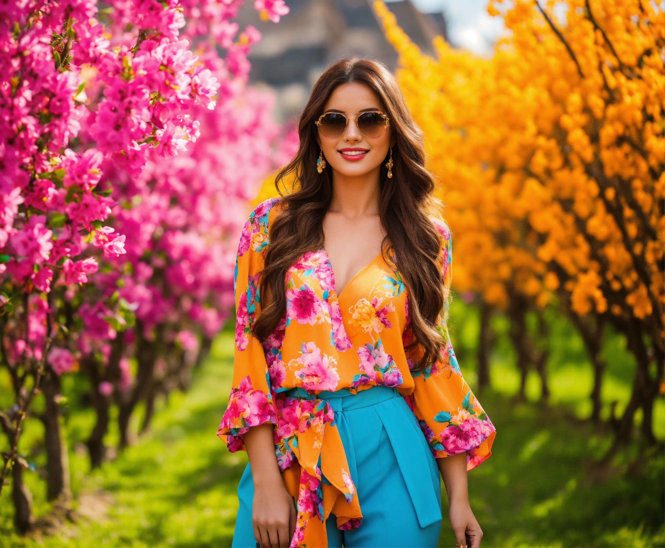 Lexica - A stunning woman wearing bright spring colors