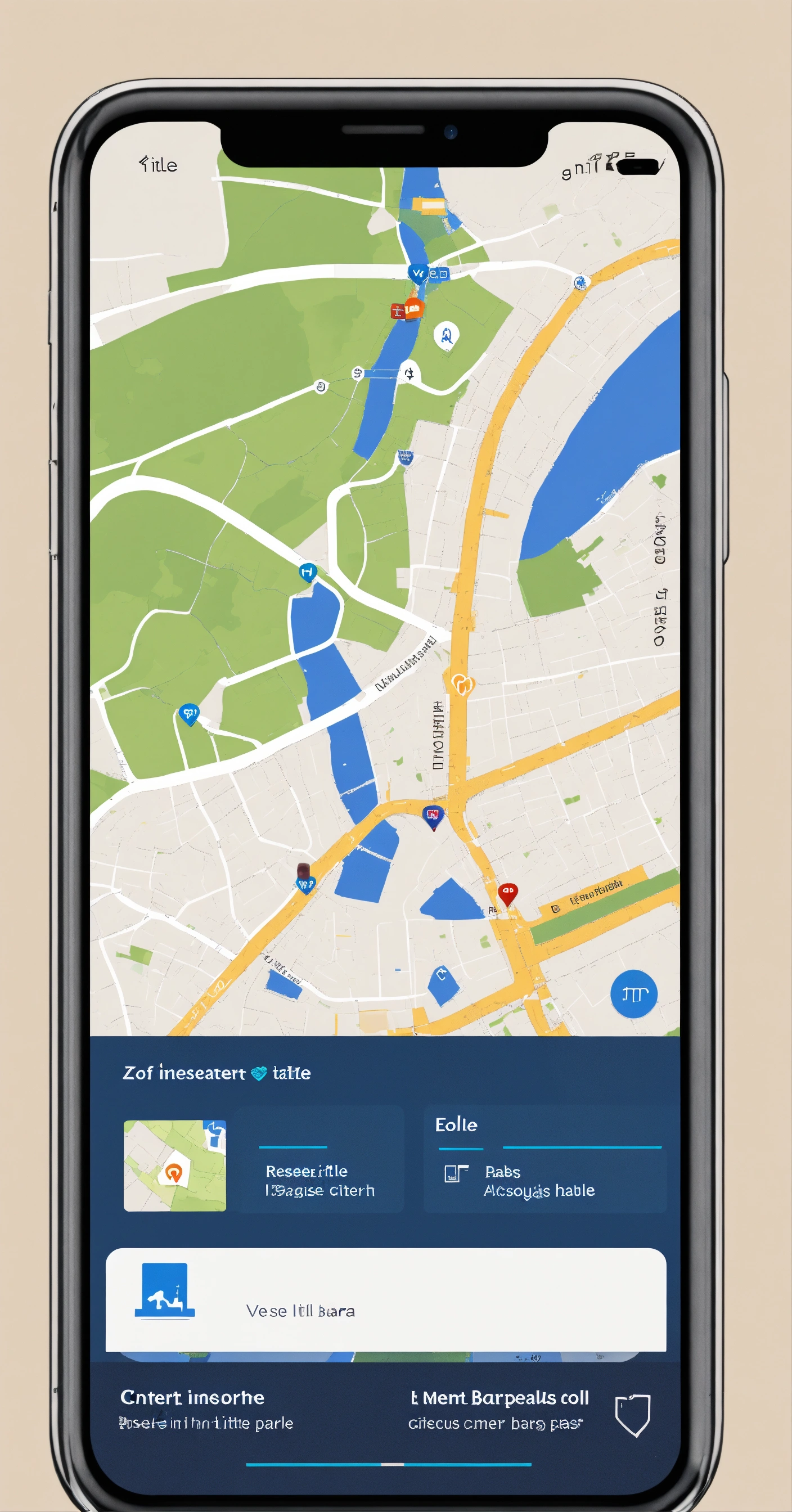 Lexica - Graphic user interface of an app, with a map of the city of ...