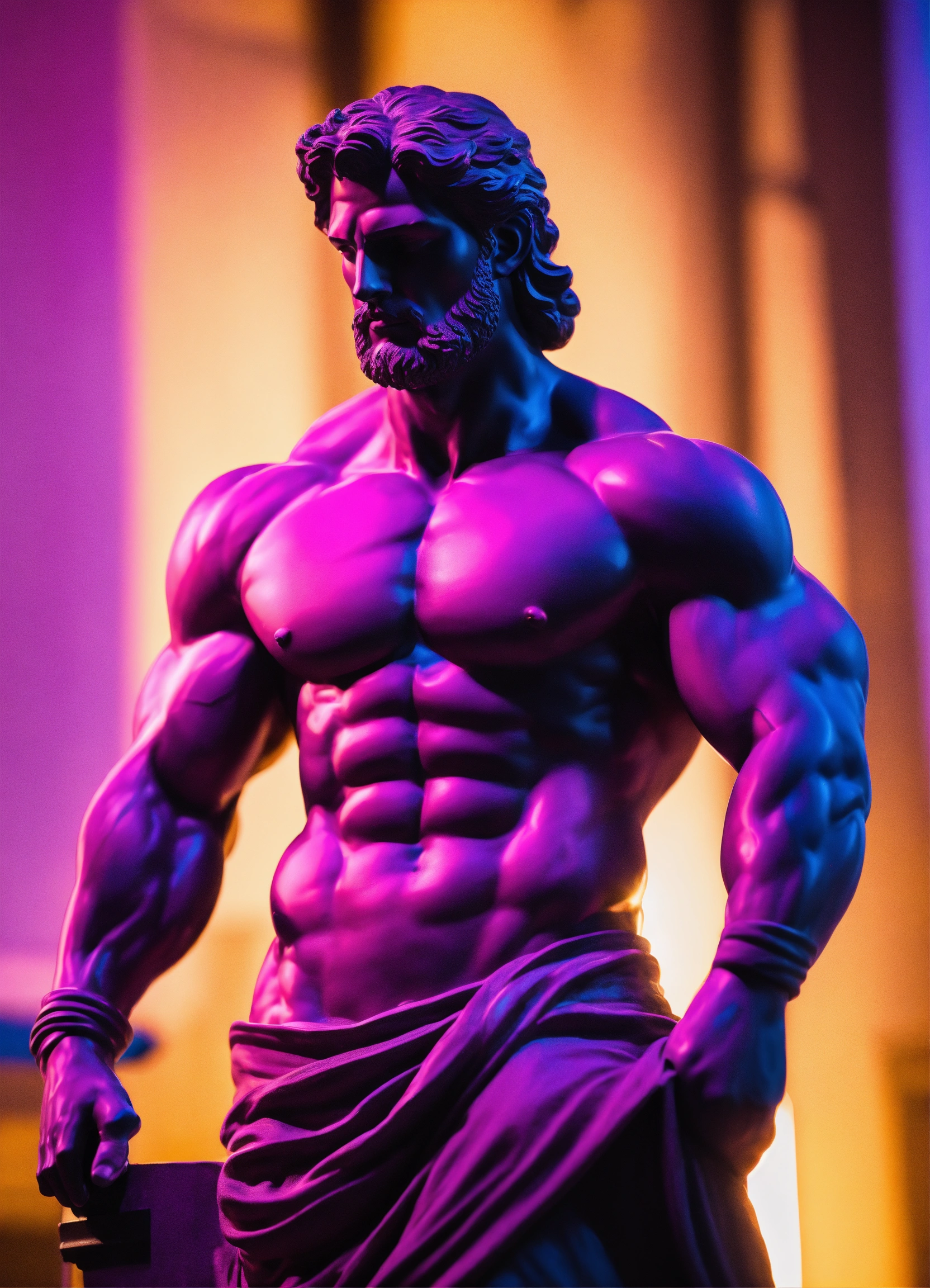 Lexica - A Statue from a muscular Greek god Statue with a wavey middel ...