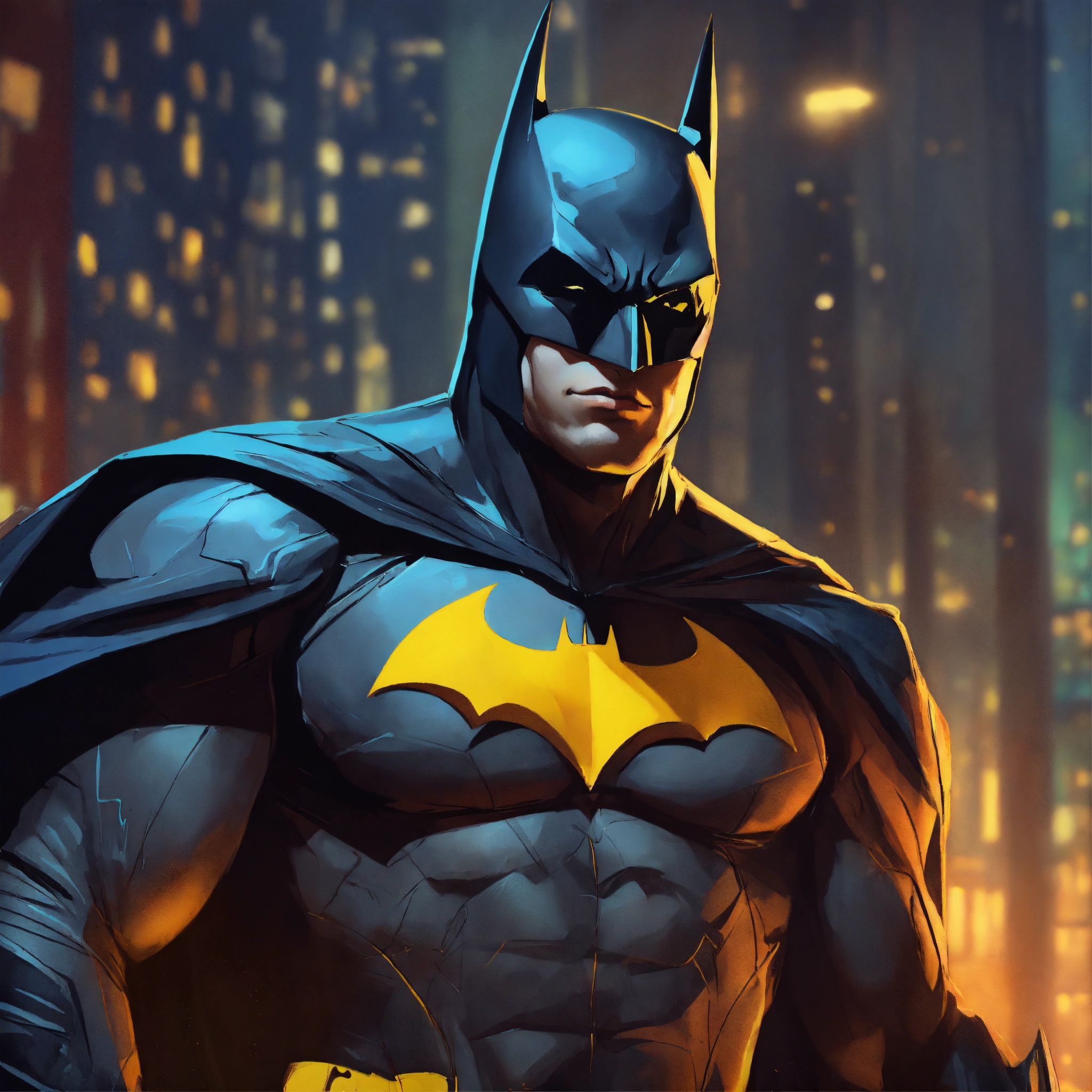 Lexica - Batman, cartoon oil paint, 2D book illustration style, sharp ...