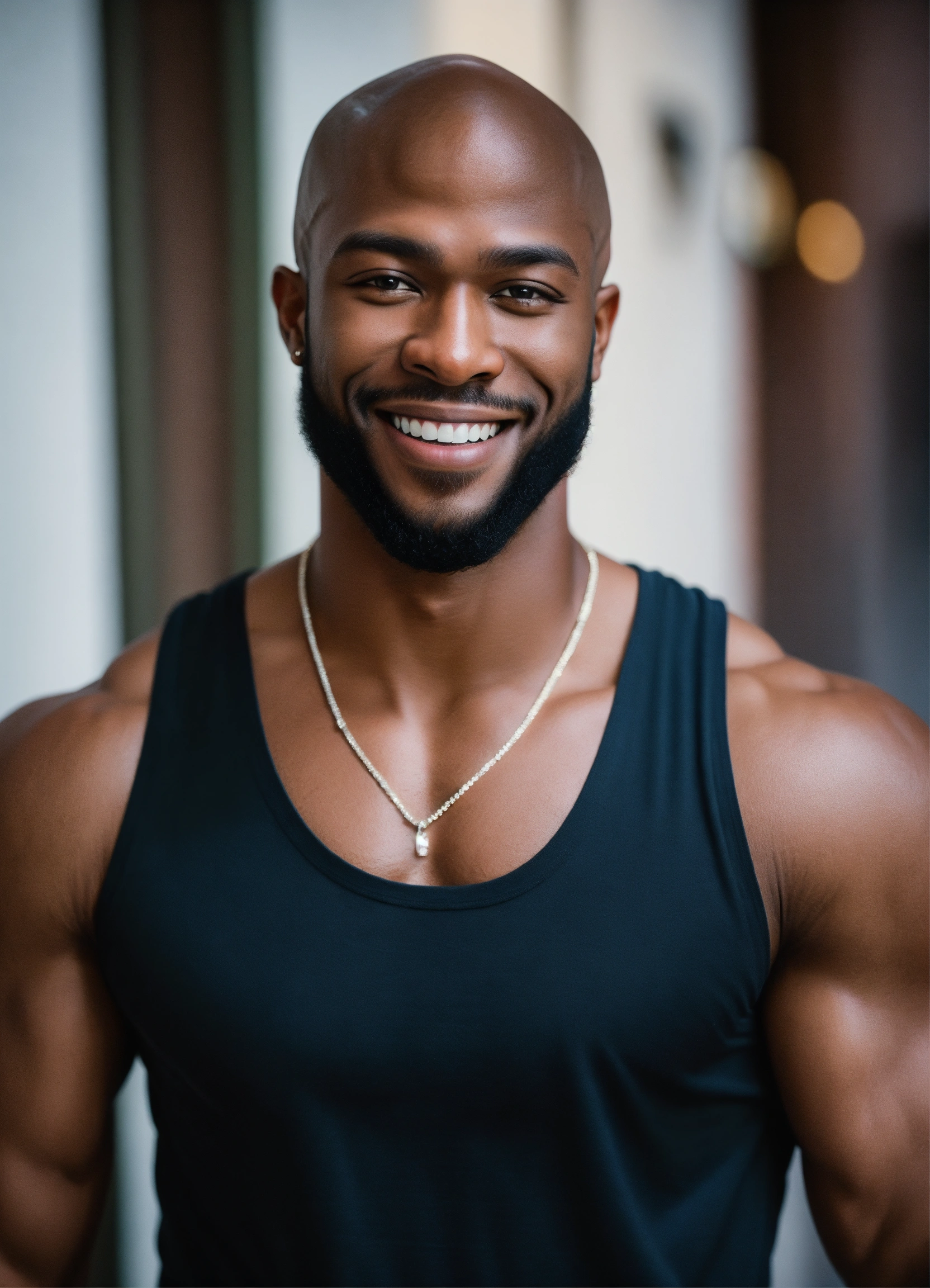 Lexica - Photo portrait of a gorgeous 26-year-old black man with a bald ...