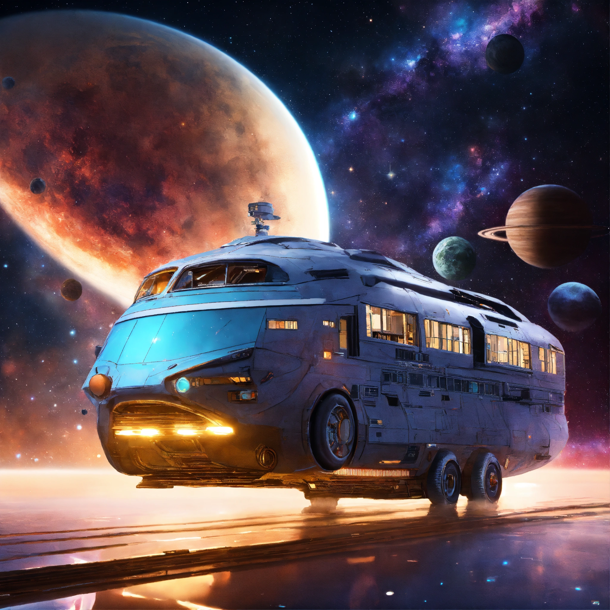 Lexica Intergalactic Tour Bus Star Ship Traveling Through Deep Space