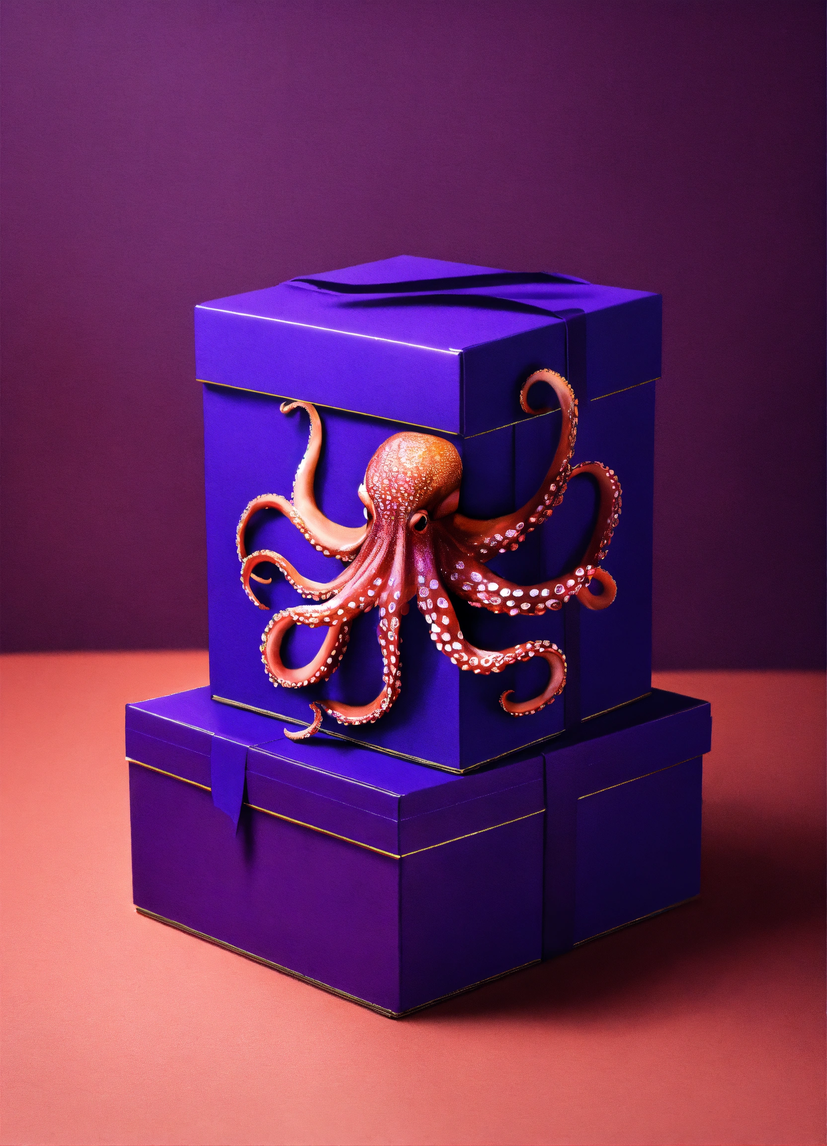 Lexica - Dark purple boxes mockup of an octopus, 8k