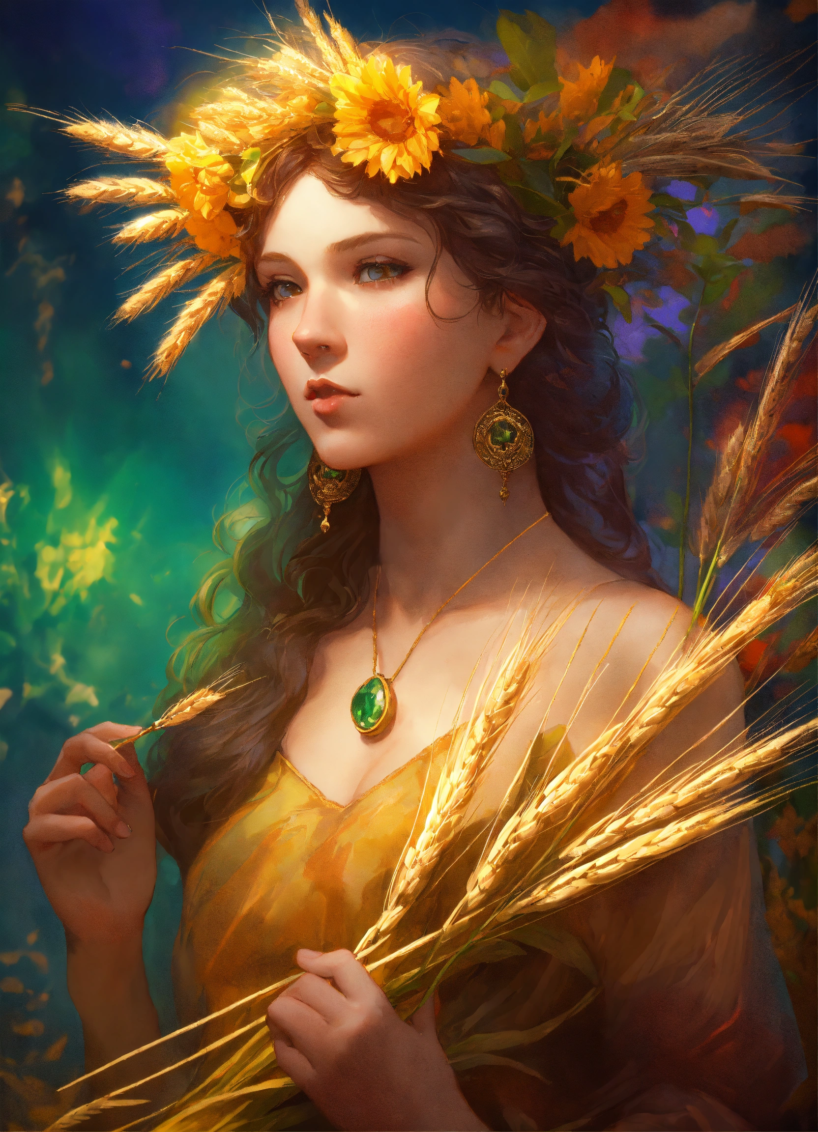 Lexica - Demeter with wheat and Cornucopia, art by artgerm and greg ...