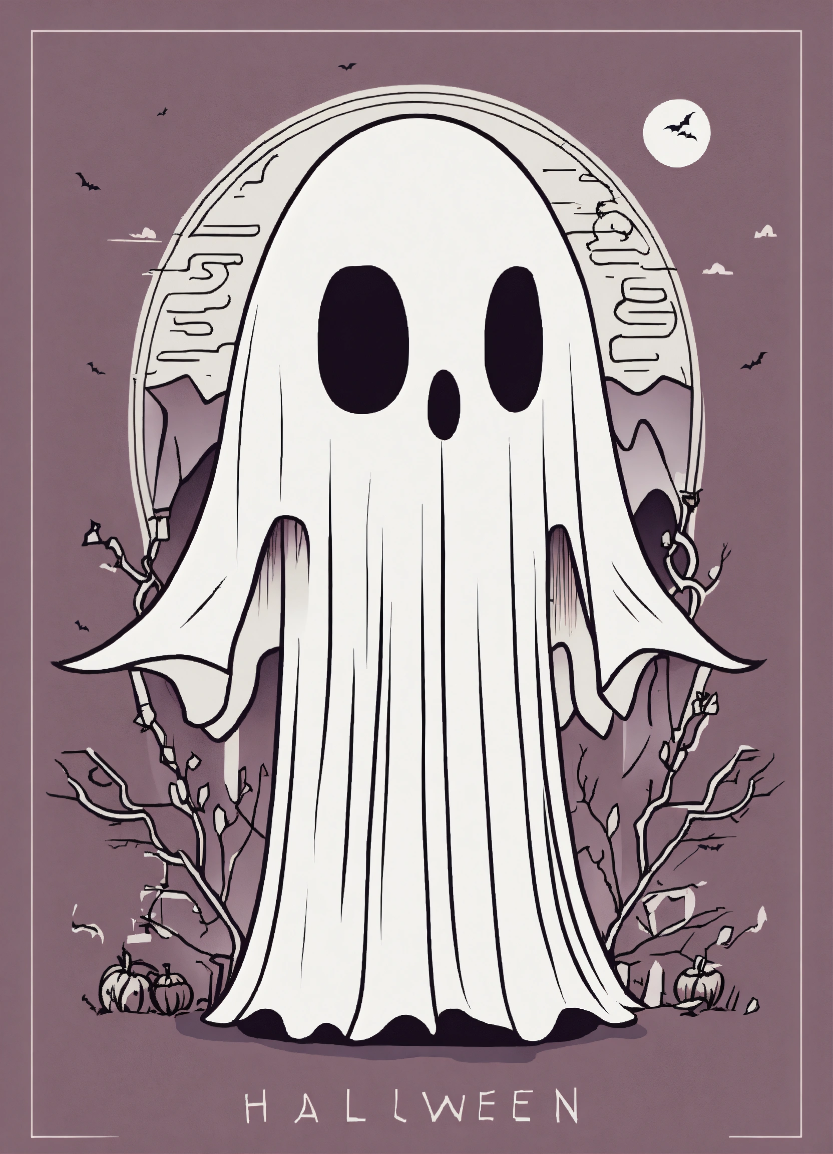 Lexica - Minimalist halloween ghost lineart