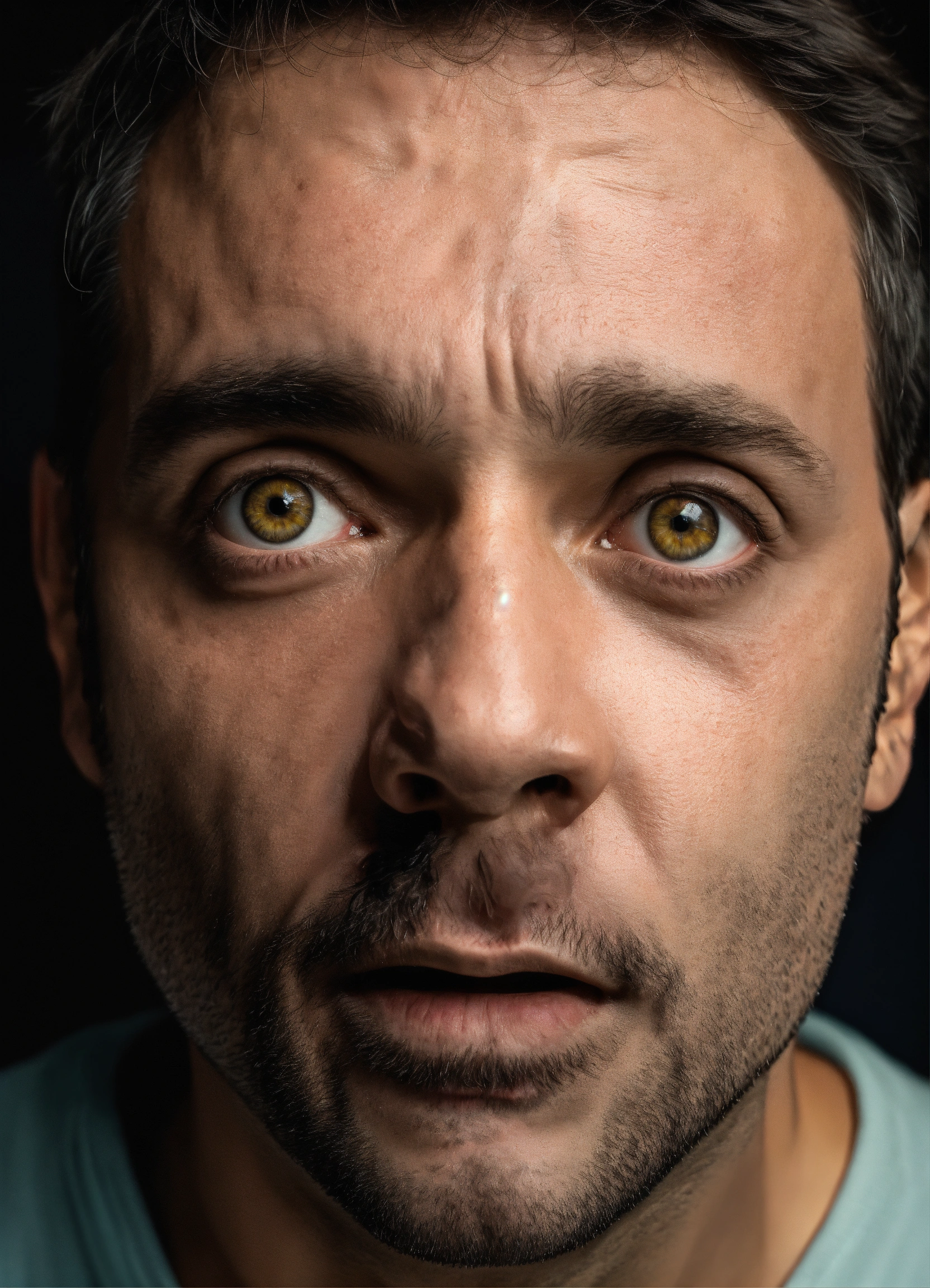 Lexica A 40 Year Old Man Is Very Scared And Surprised His Eyes Open 